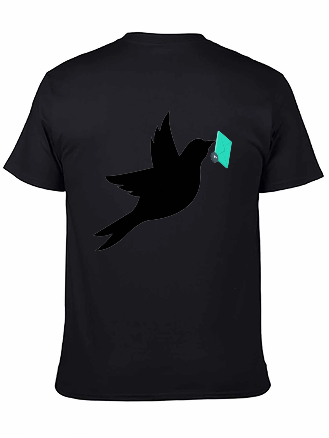 Bird with Envelope Graphic Tee - Black