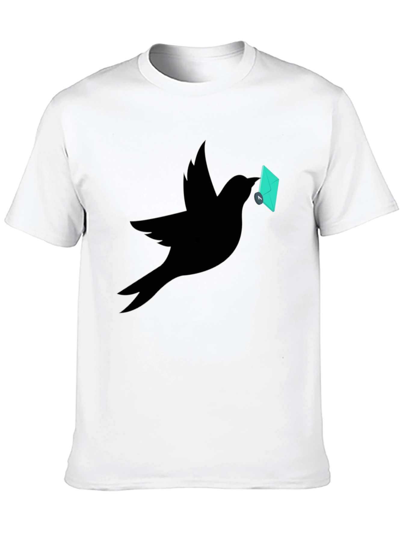 Bird with Envelope Graphic Tee - Black
