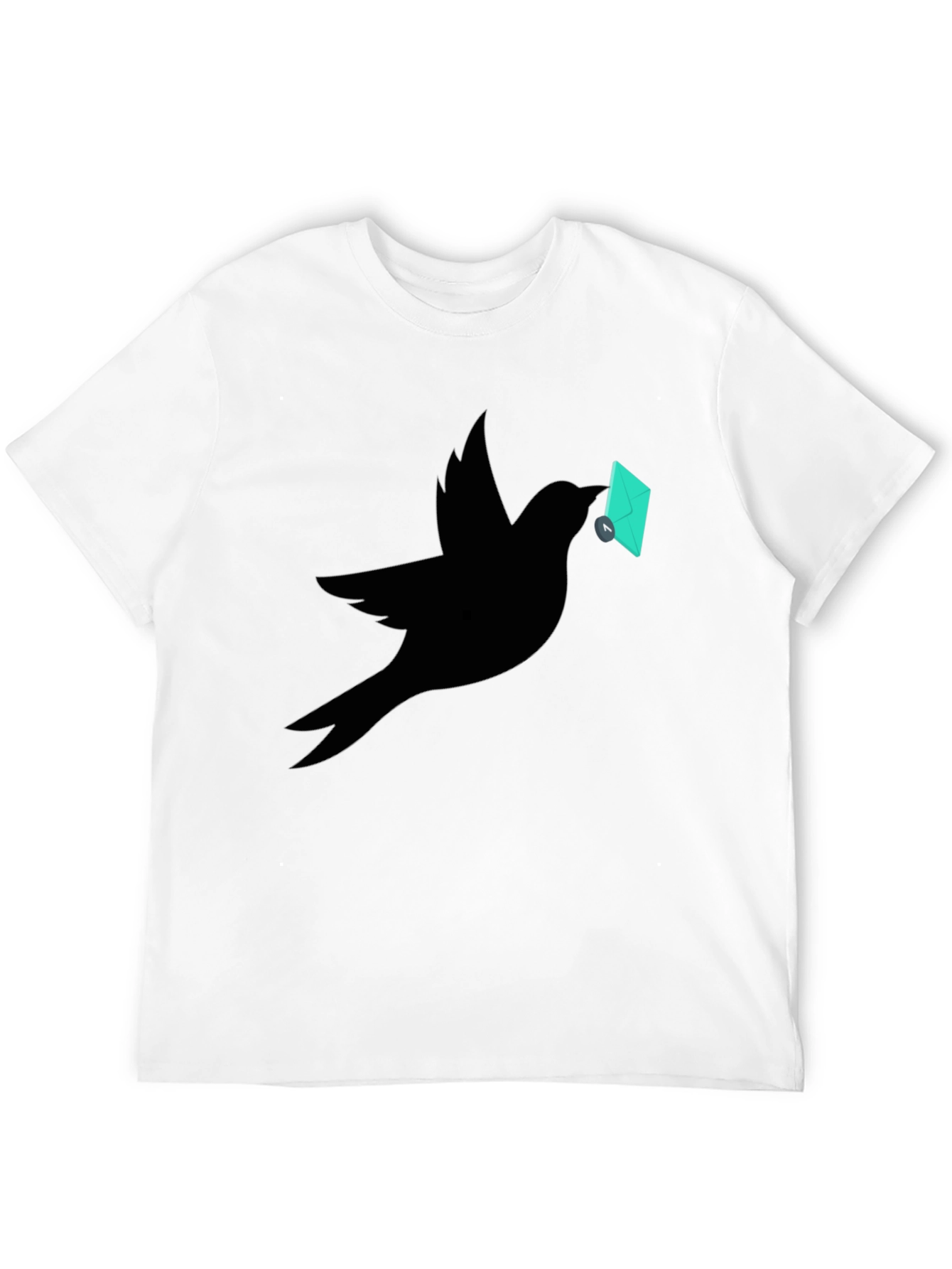 Bird with Envelope Graphic Tee - Black