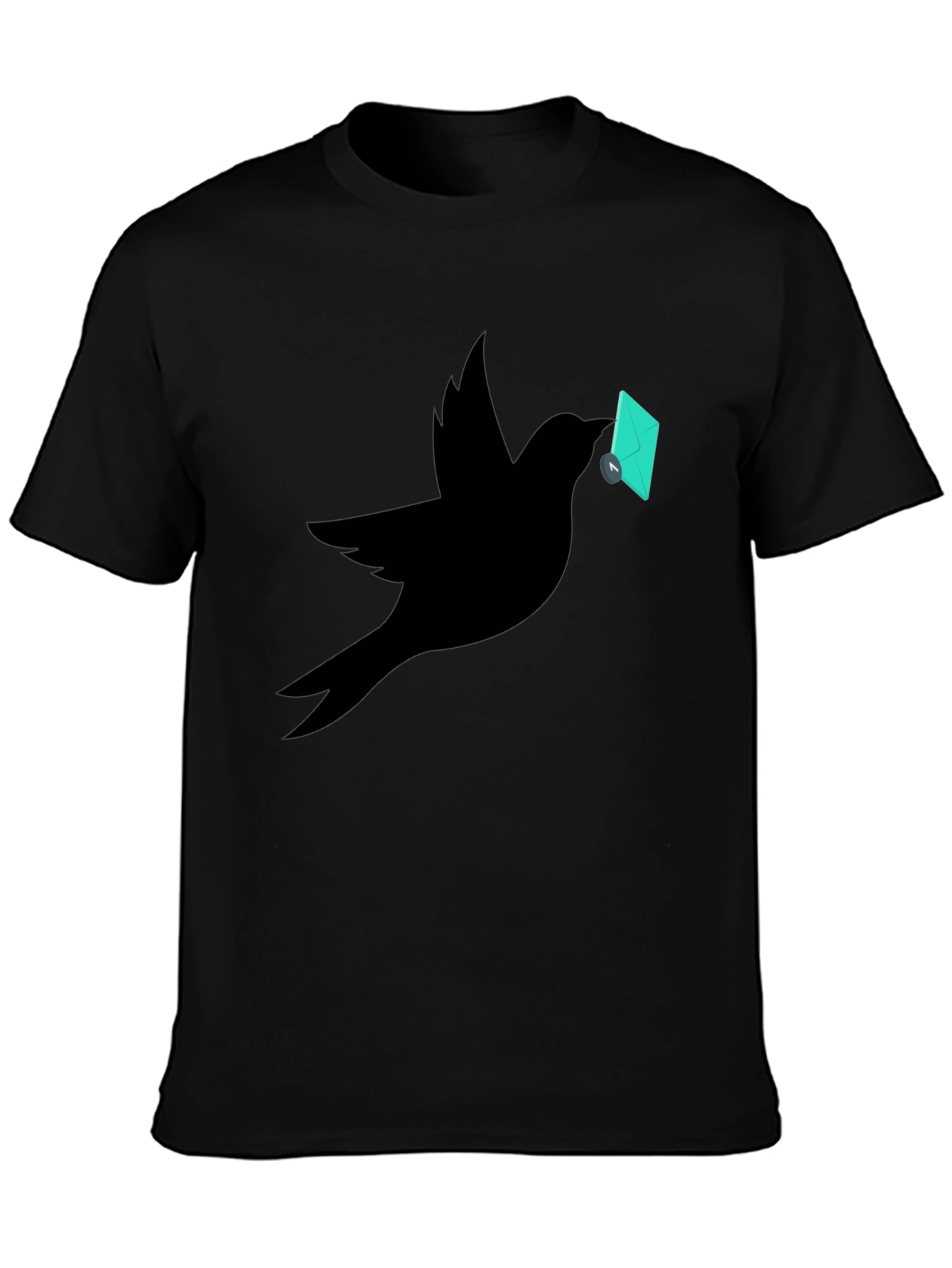 Bird with Envelope Graphic Tee - Black