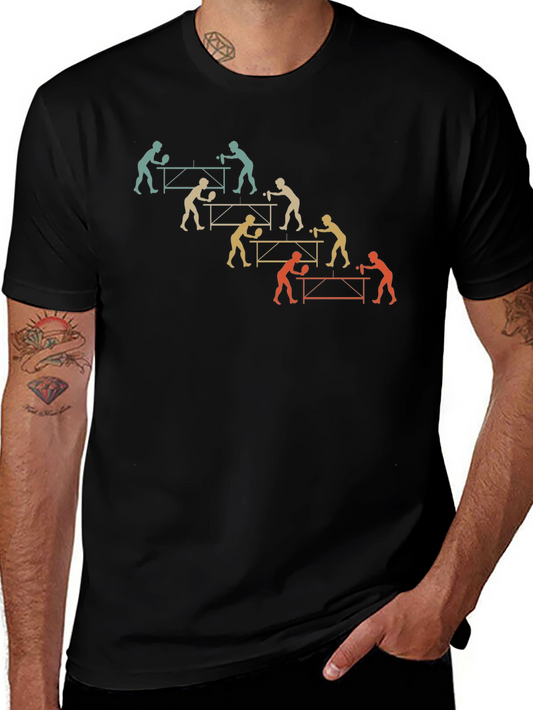 Ping Pong Table Tennis Player Black T-Shirt