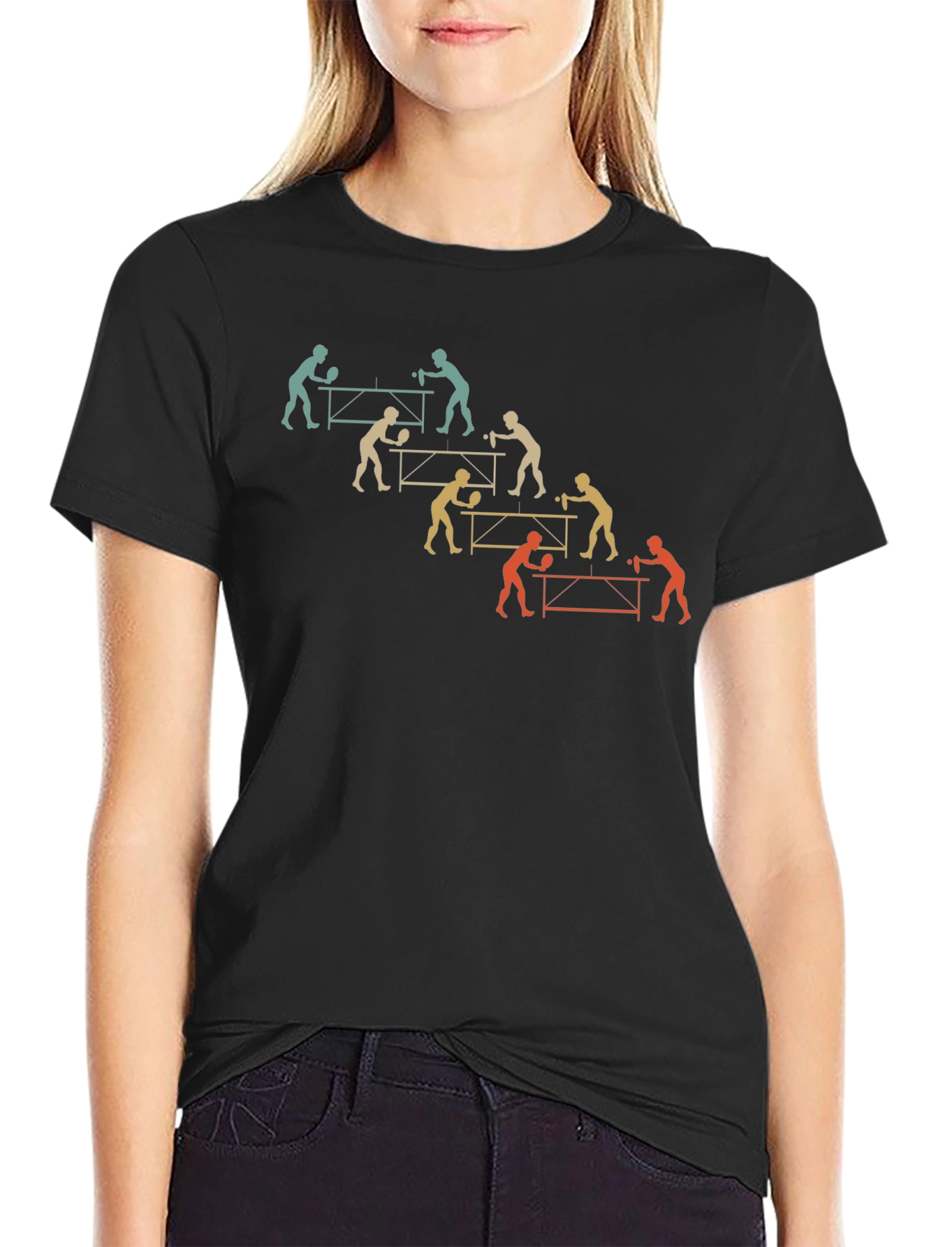 Ping Pong Table Tennis Player Black T-Shirt