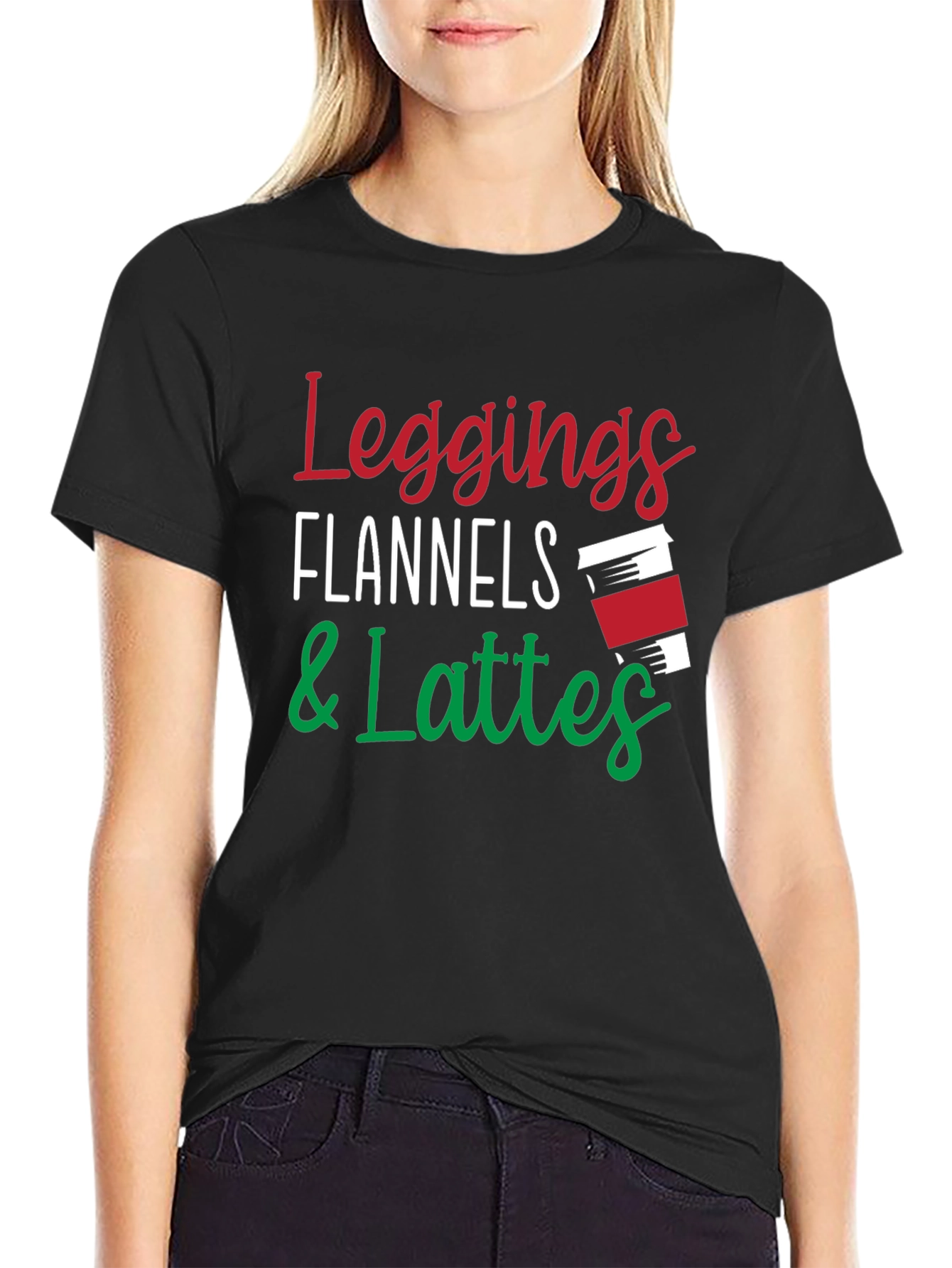 Leggings Flannels & Lattes Black T-Shirt