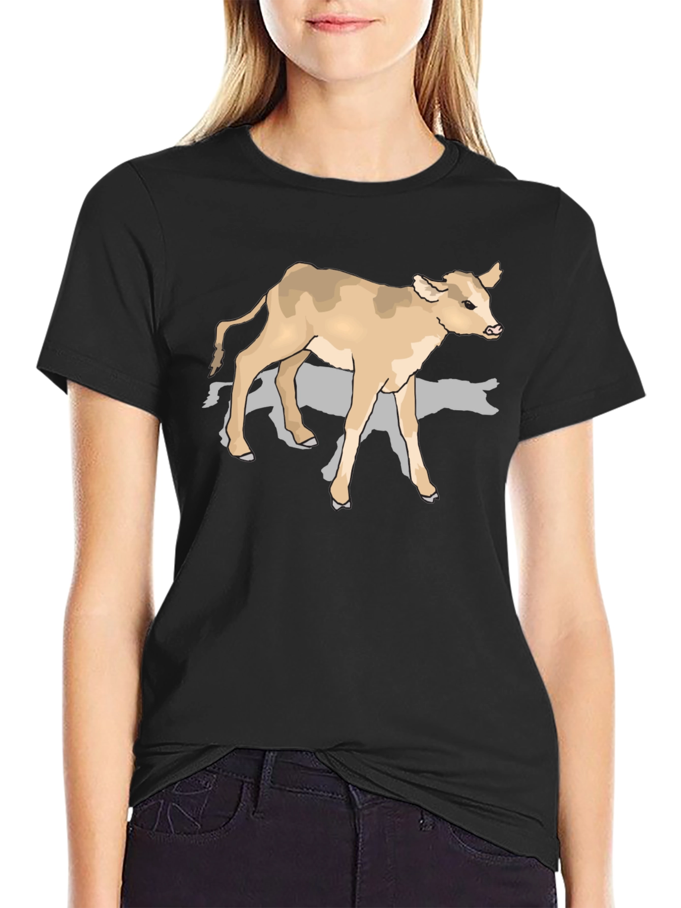 Cow Graphic Tee - Black Cotton Comfort