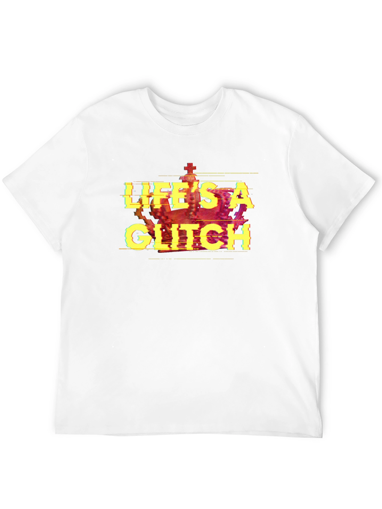 Lifes A Glitch T-Shirt - Black Tee with Crown