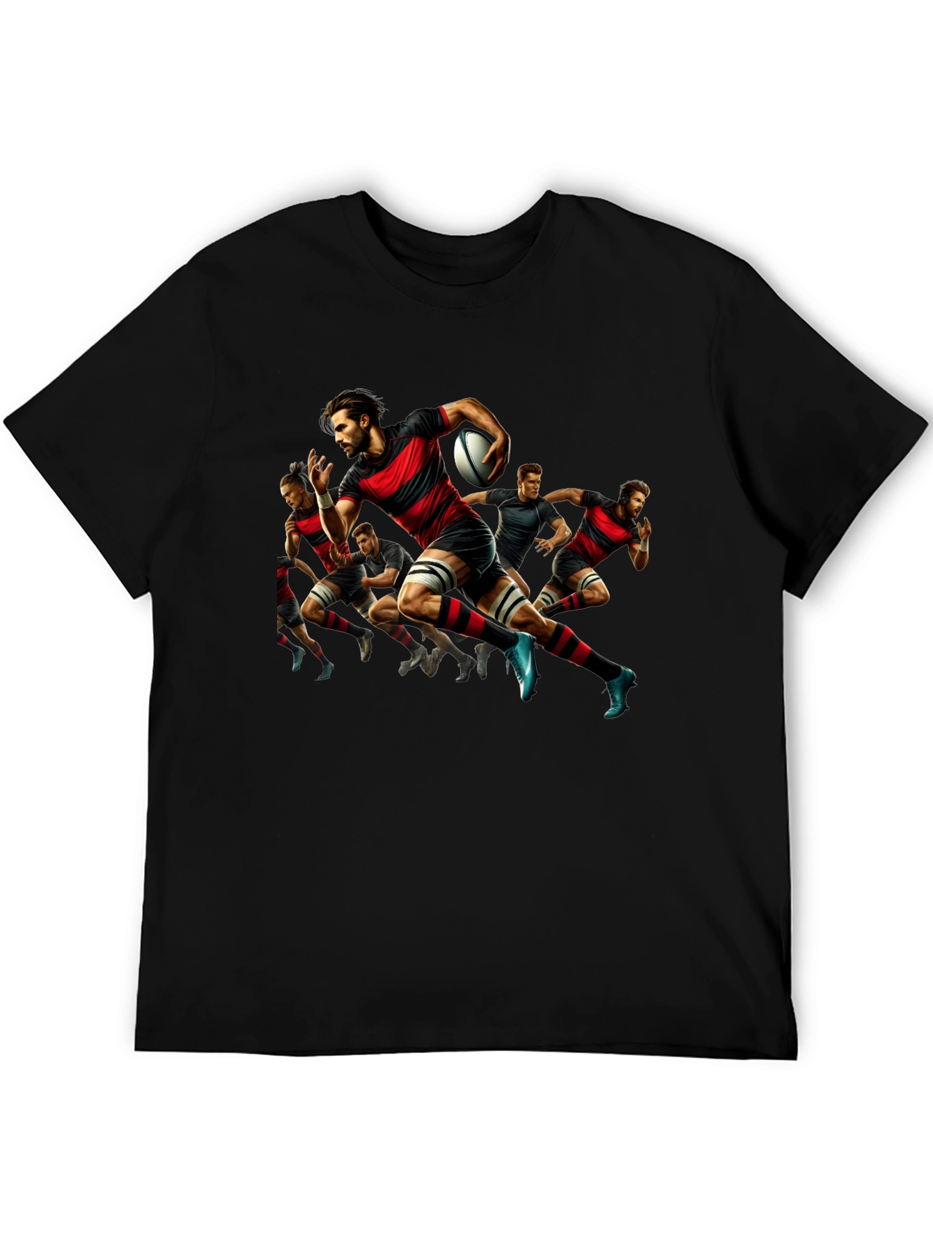 Rugby Player Graphic Black T-Shirt