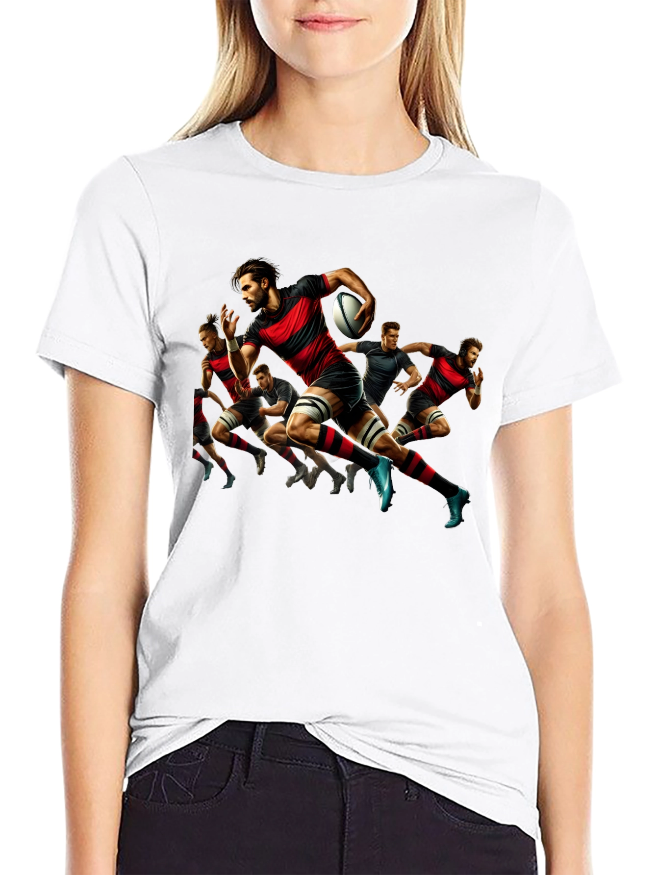 Rugby Player Graphic Black T-Shirt