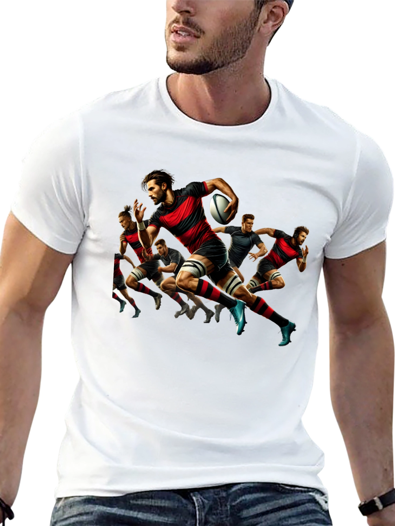 Rugby Player Graphic Black T-Shirt