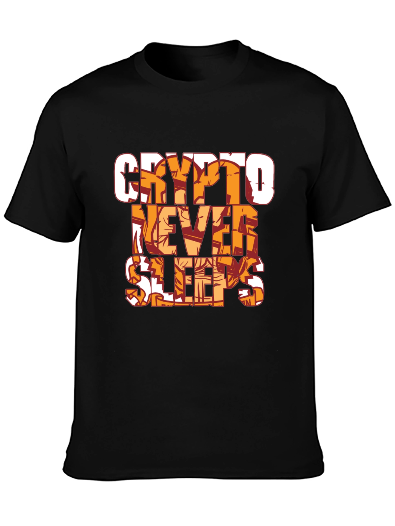 Crypto Never Sleeps Black T-Shirt