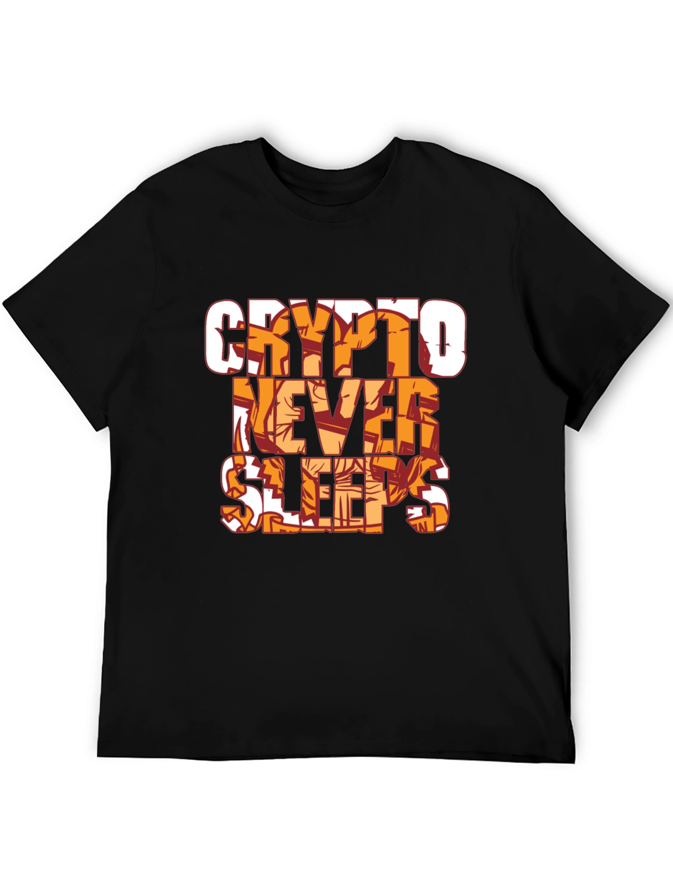 Crypto Never Sleeps Black T-Shirt