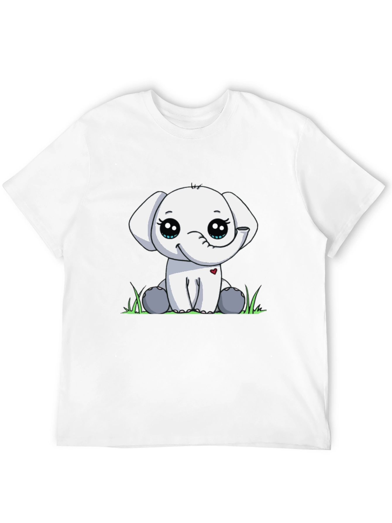 Cute Elephant Graphic Tee - Black Cotton T-Shirt