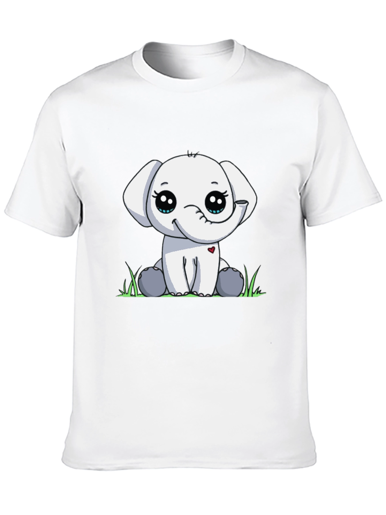 Cute Elephant Graphic Tee - Black Cotton T-Shirt