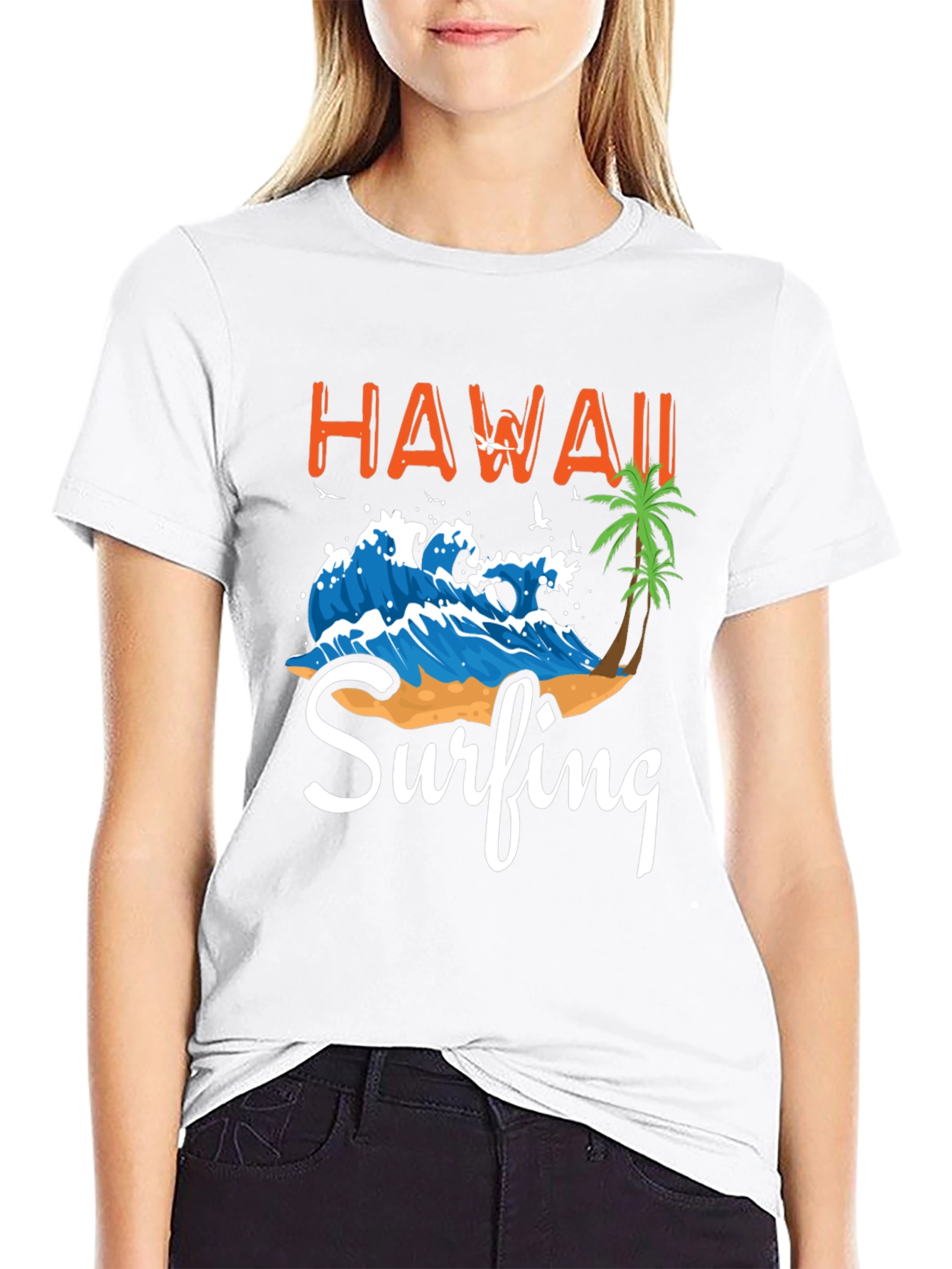 Hawaii Surfing Graphic T-Shirt