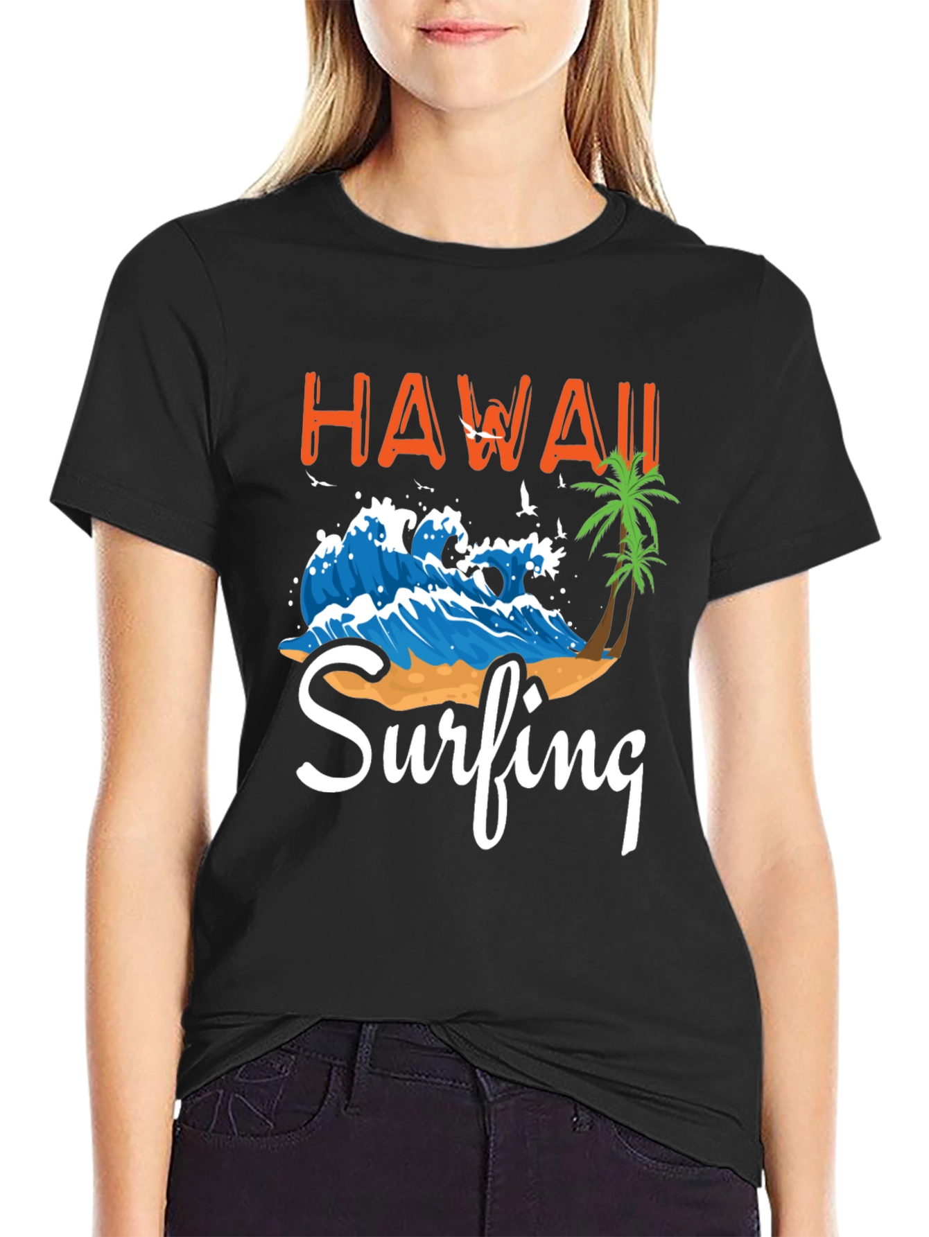 Hawaii Surfing Graphic T-Shirt