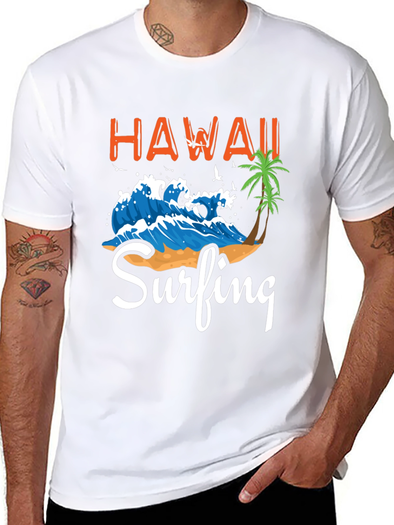 Hawaii Surfing Graphic T-Shirt