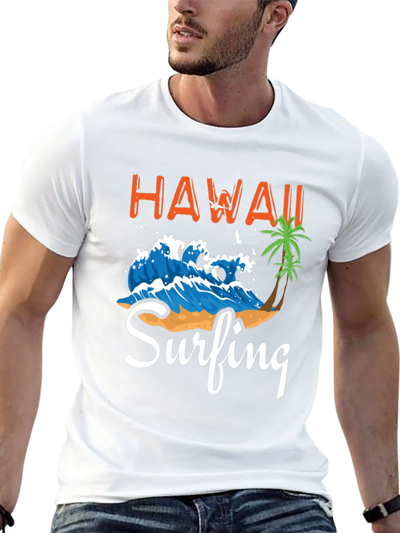 Hawaii Surfing Graphic T-Shirt