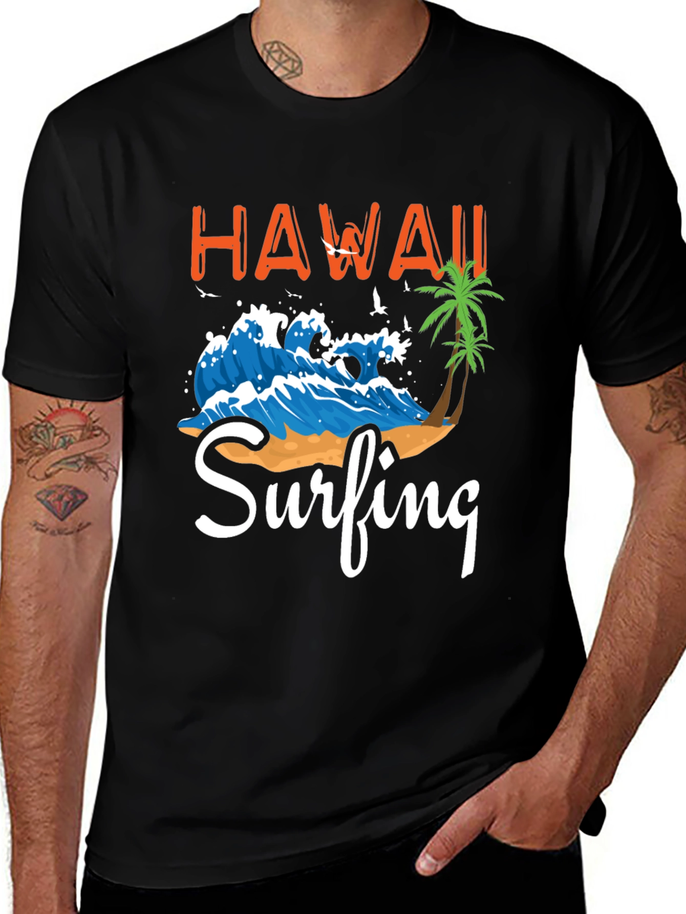 Hawaii Surfing Graphic T-Shirt