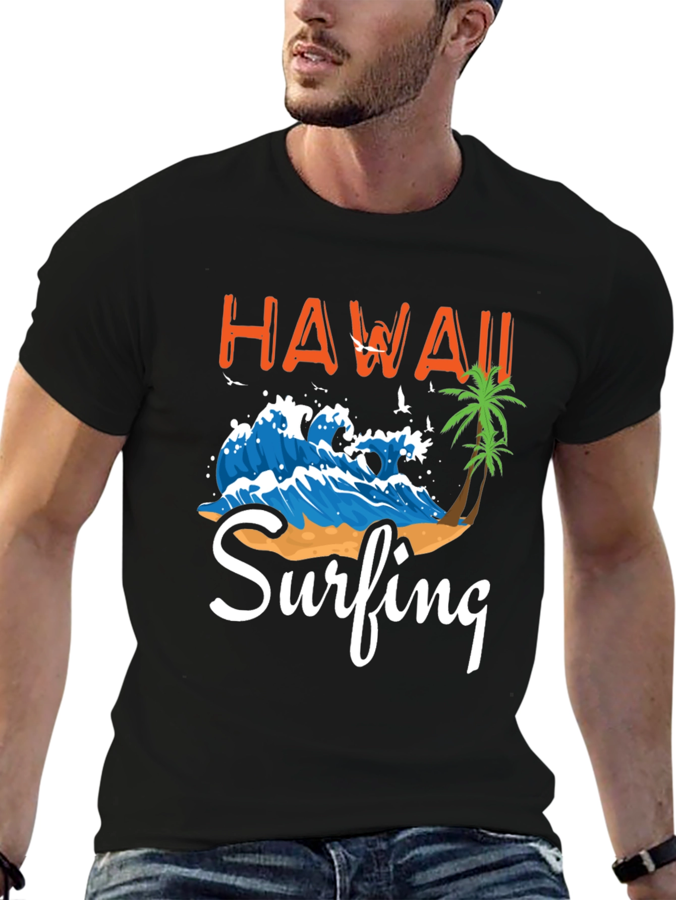 Hawaii Surfing Graphic T-Shirt