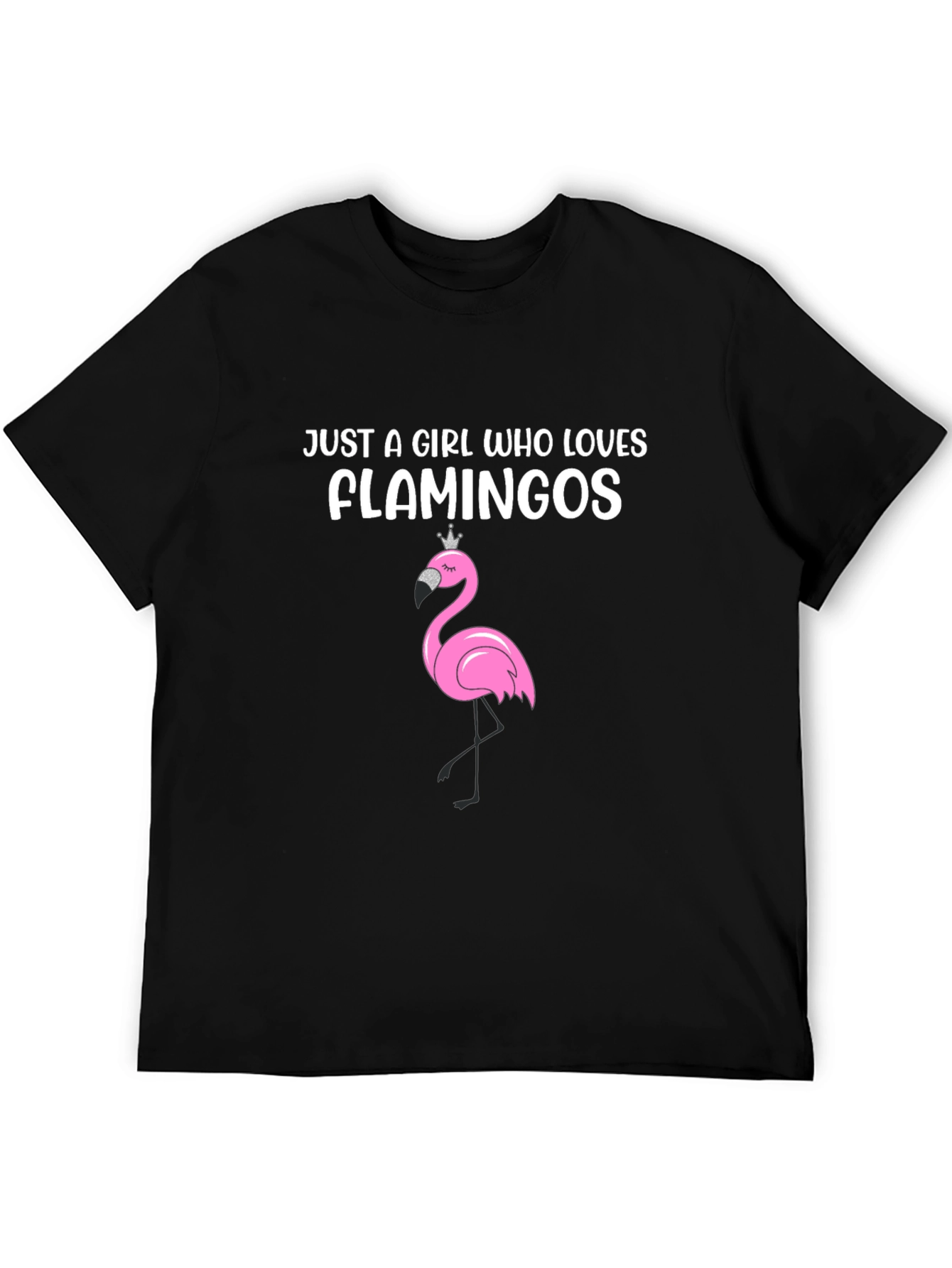 Girl Who Loves Flamingos Black T-Shirt