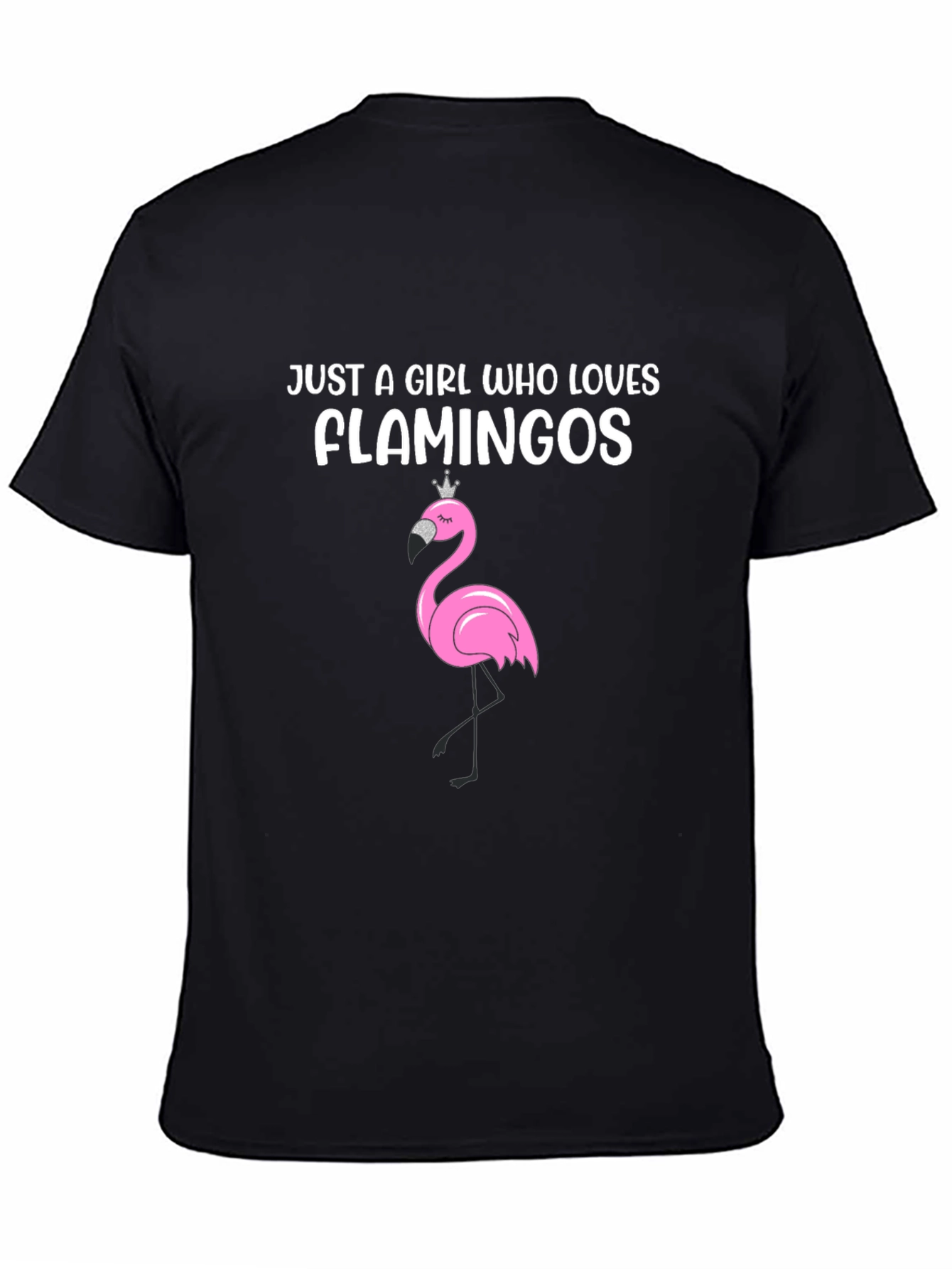 Girl Who Loves Flamingos Black T-Shirt