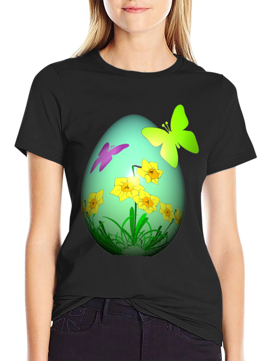 Easter Egg Butterfly Daffodil Graphic Tee