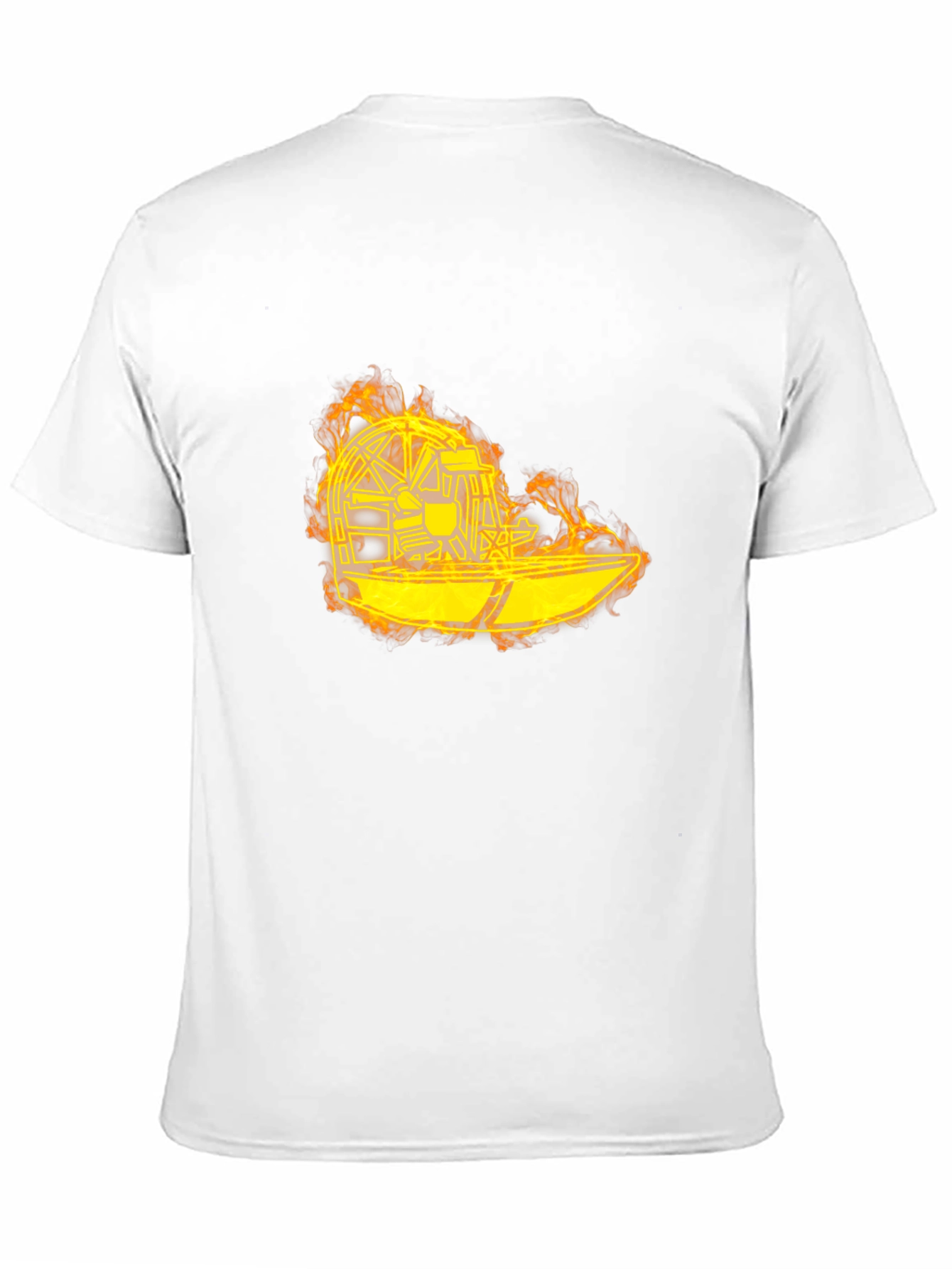 Flaming Airboat Graphic Tee - Black Cotton