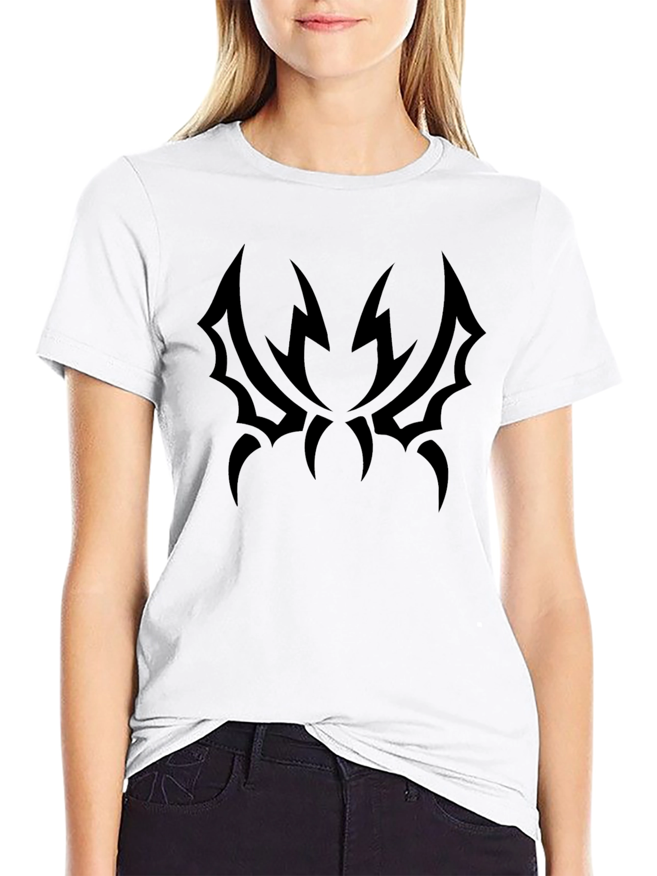 Edgy Black T-Shirt with Tribal Design