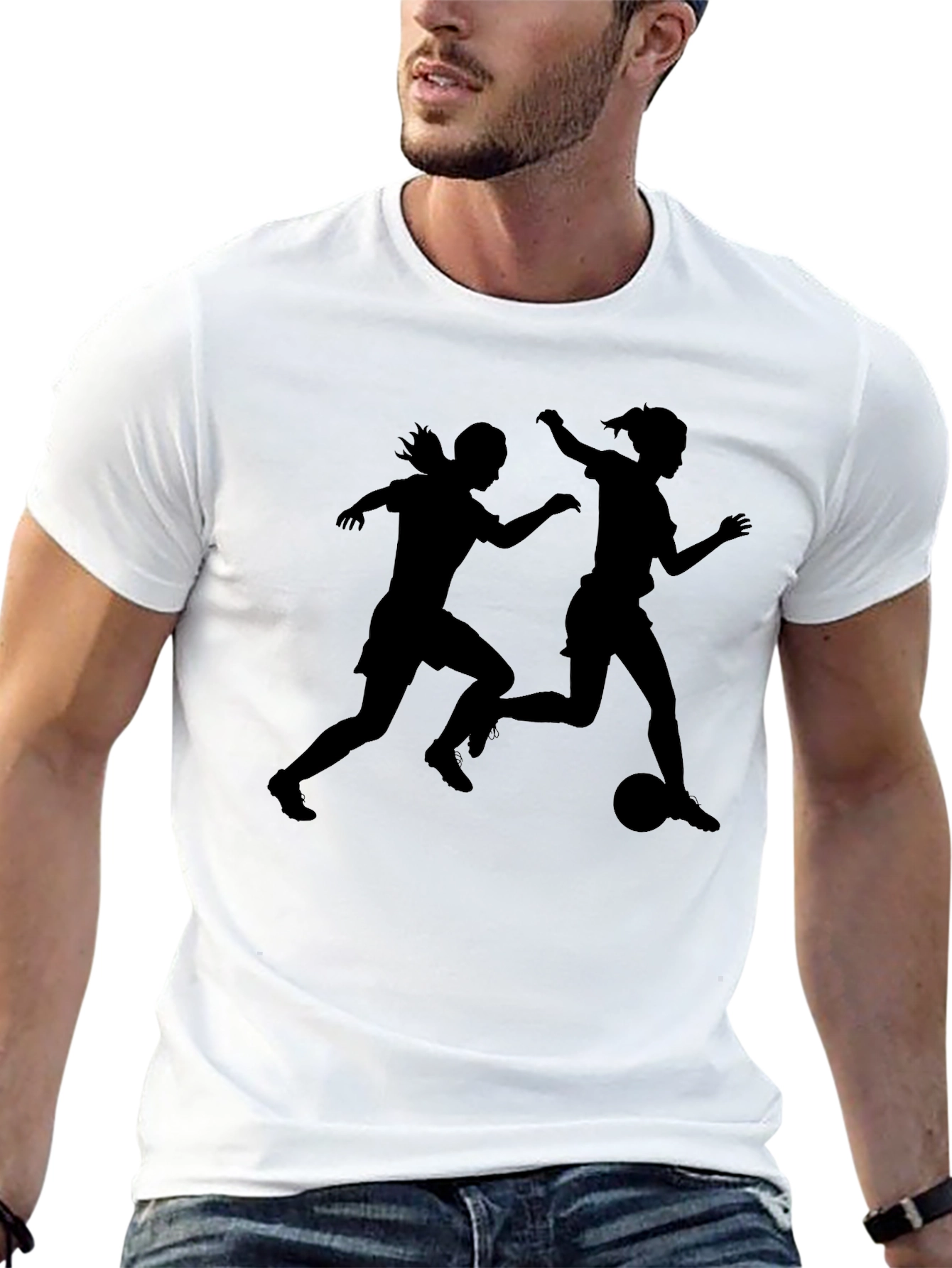 Black Soccer Silhouette Graphic T-Shirt