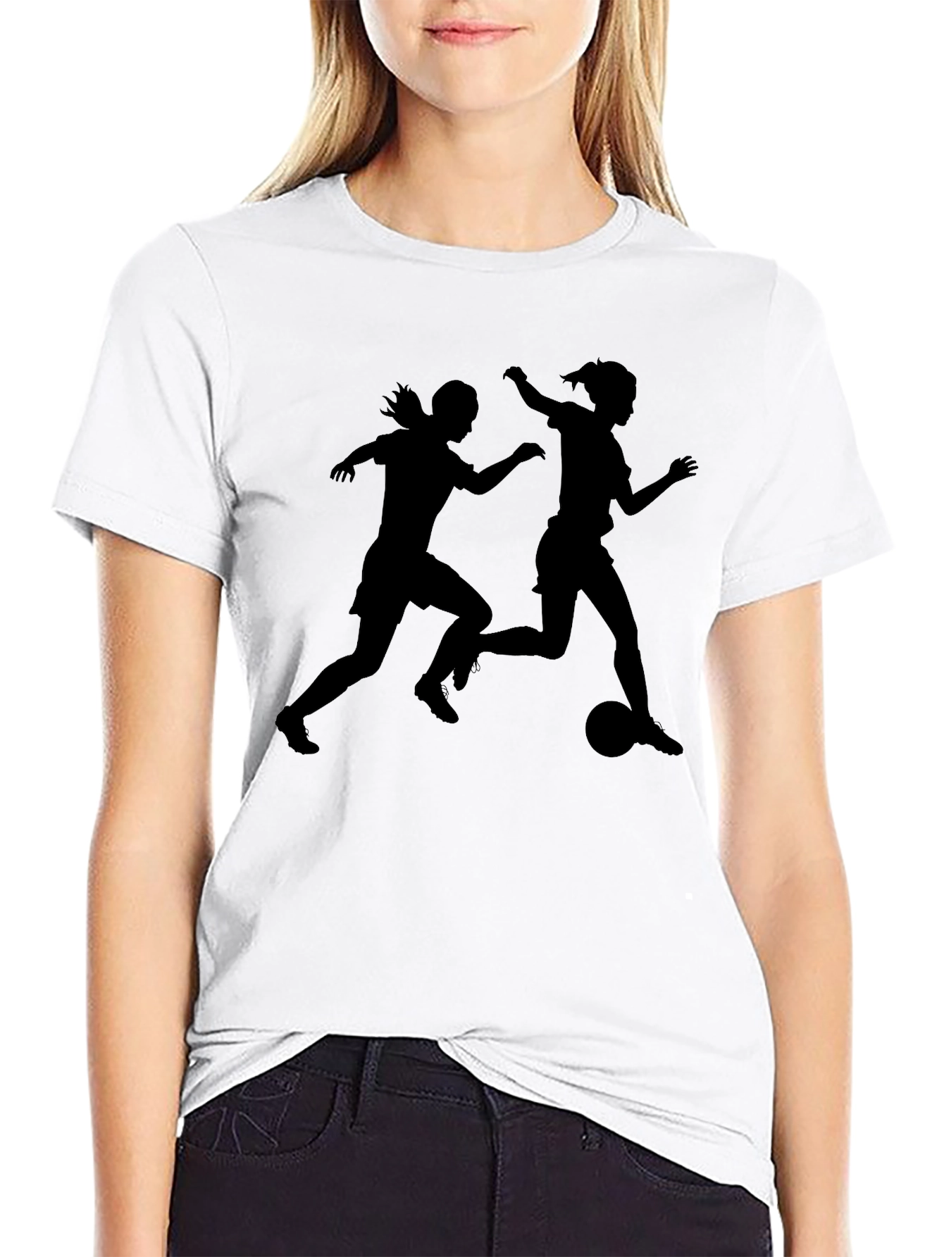 Black Soccer Silhouette Graphic T-Shirt