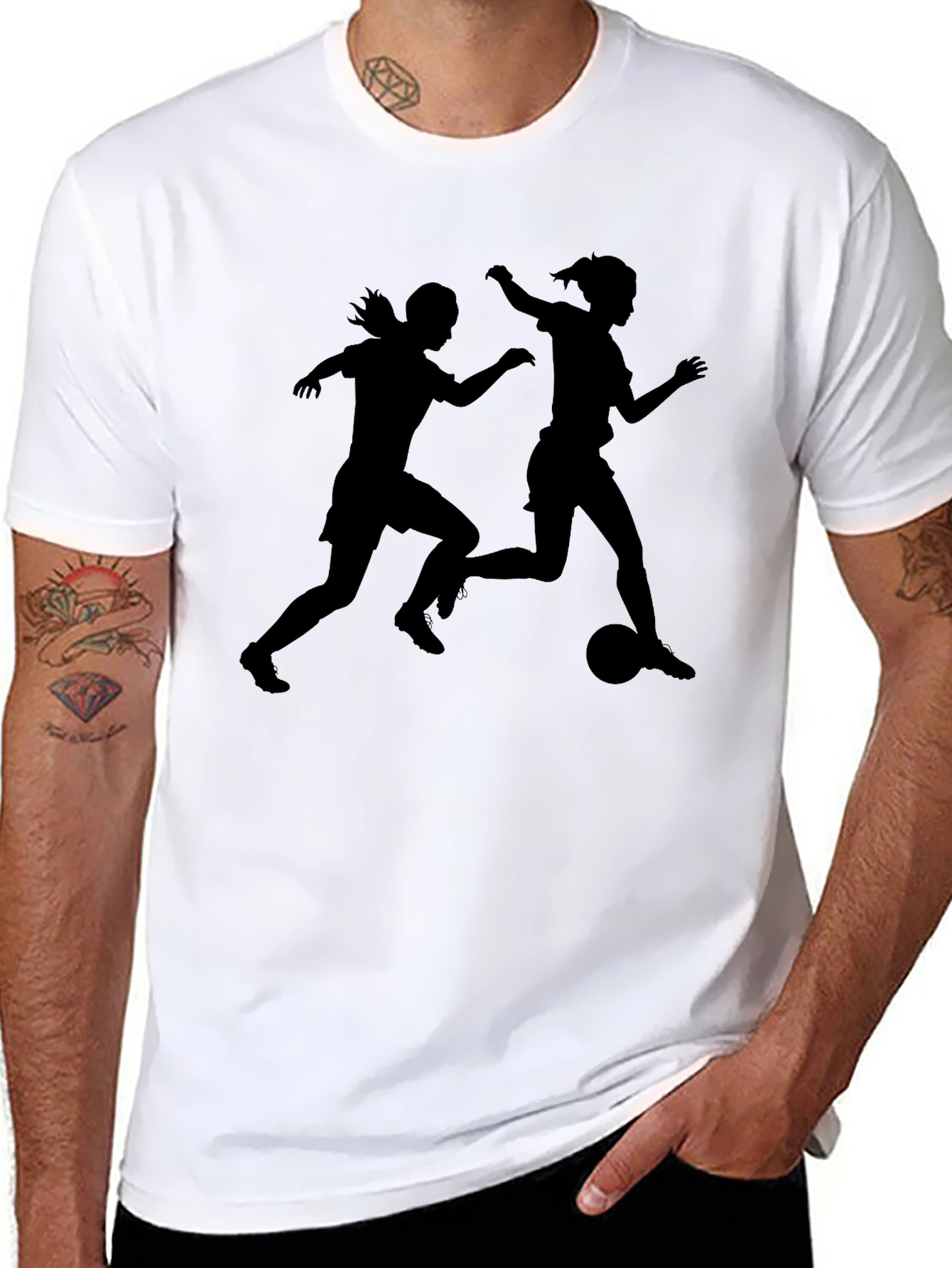 Black Soccer Silhouette Graphic T-Shirt
