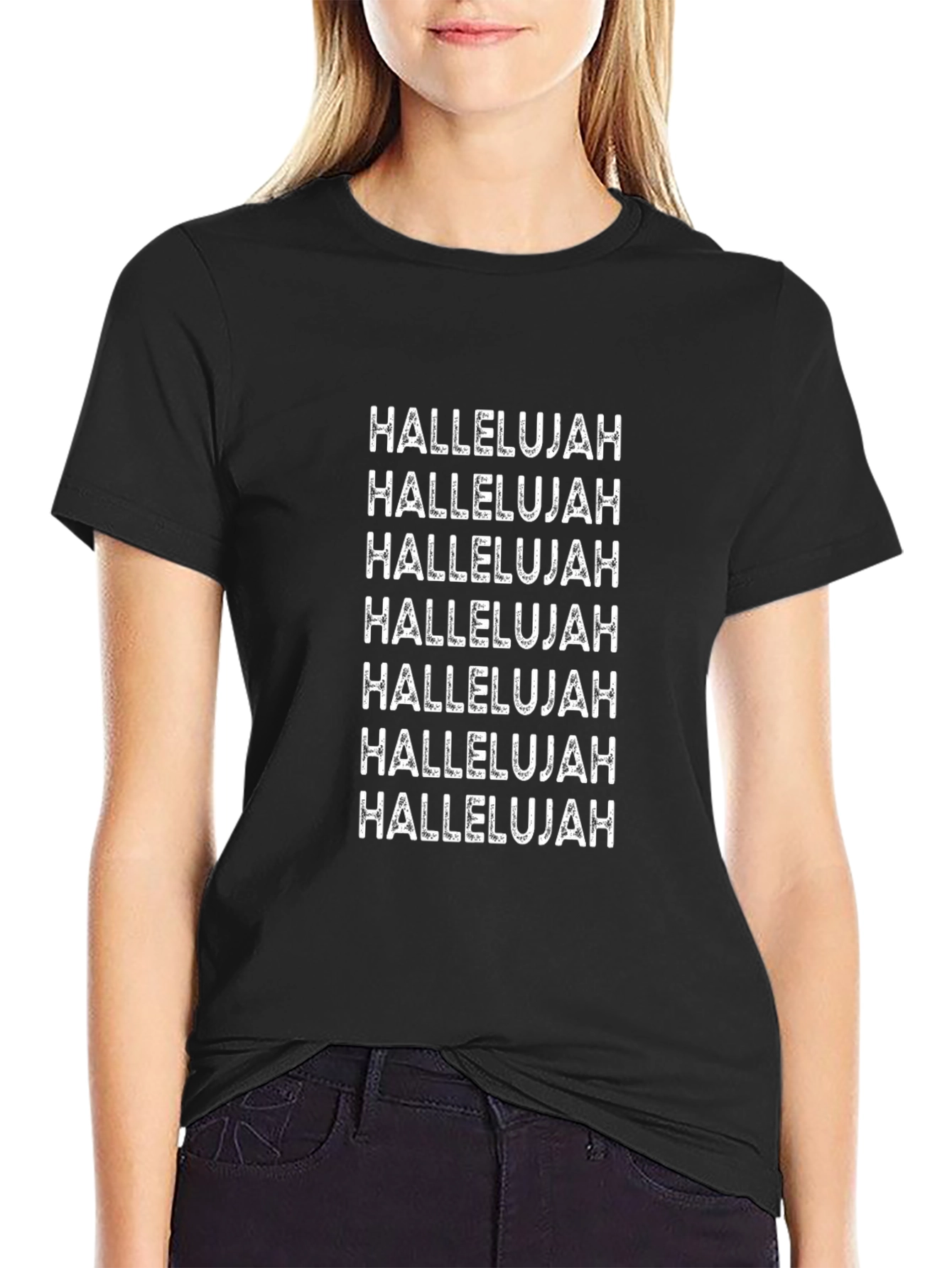 Hallelujah Graphic Print Black T-Shirt