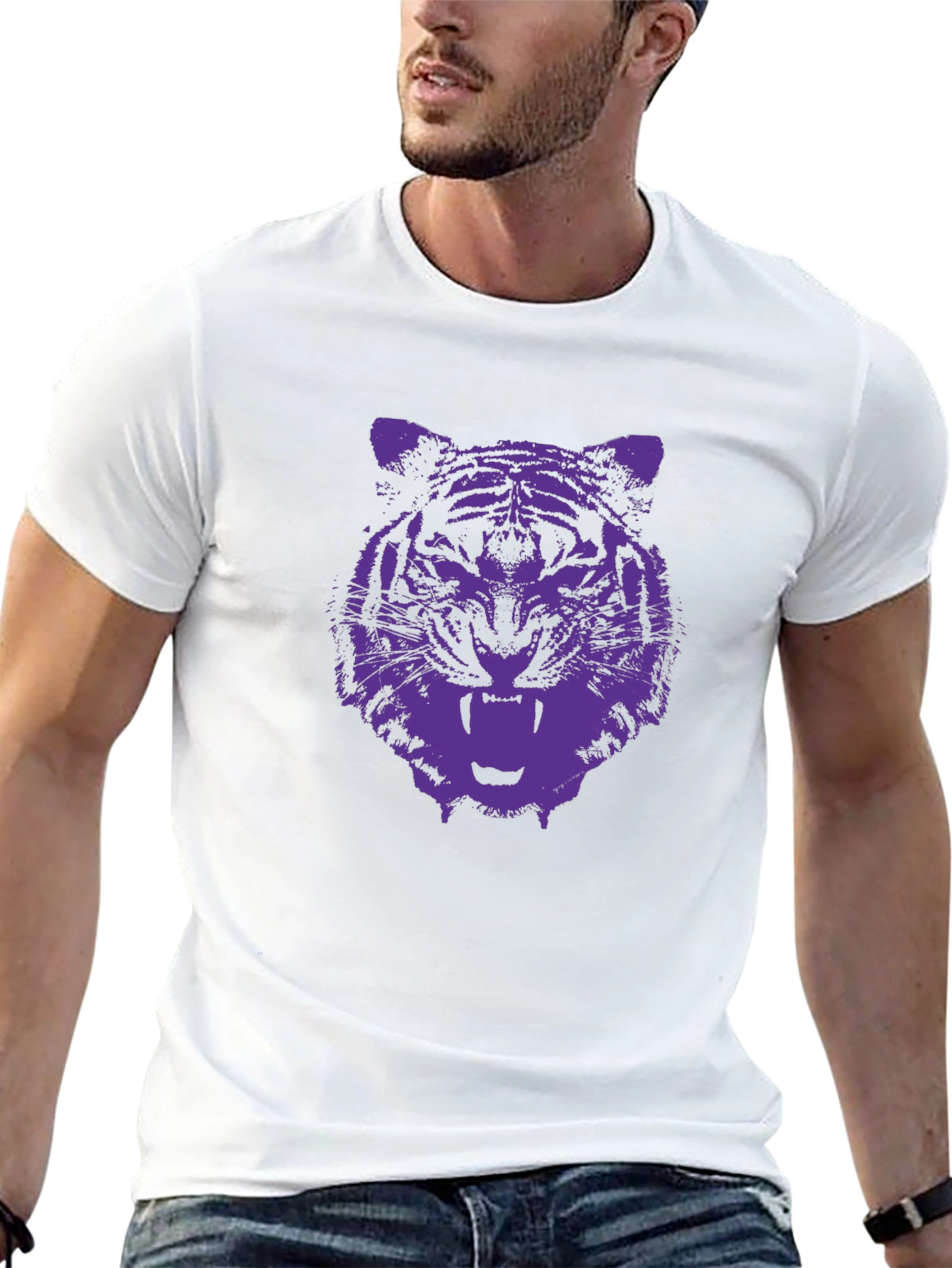 Tiger Graphic Tee - Black Cotton T-Shirt