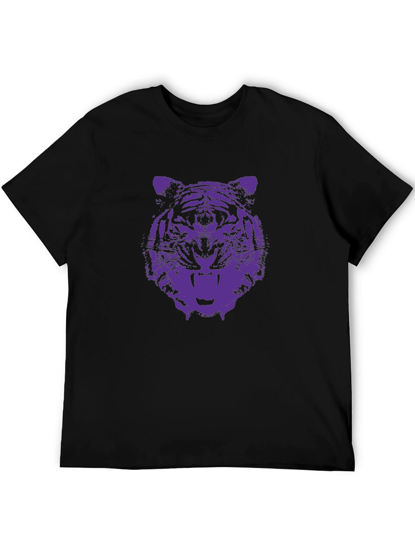 Tiger Graphic Tee - Black Cotton T-Shirt