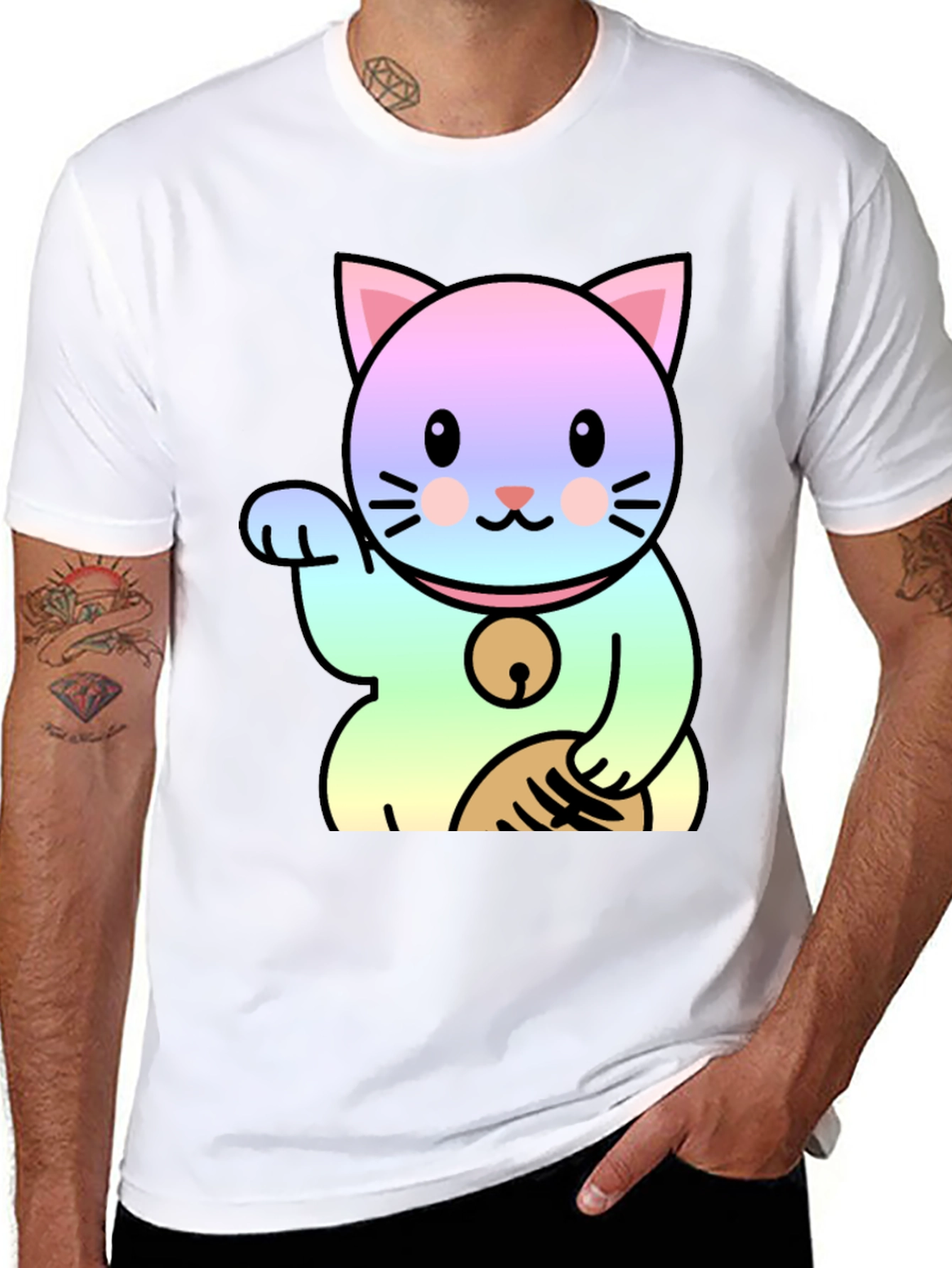 Lucky Cat Graphic Tee - Kawaii Style