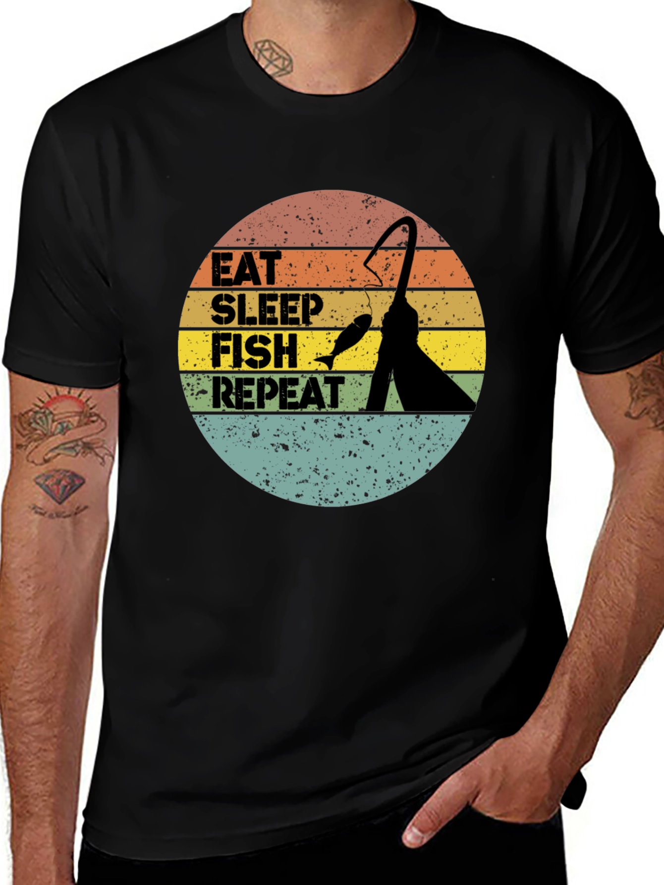 Eat Sleep Fish Repeat Graphic T-Shirt