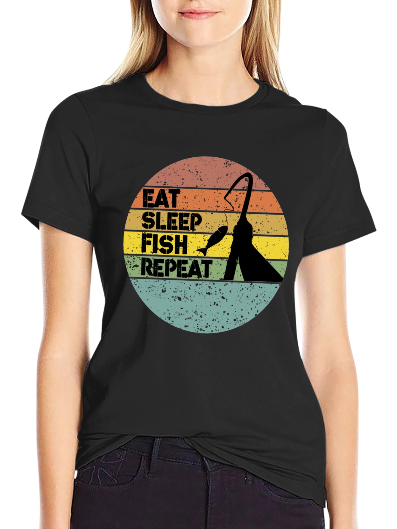 Eat Sleep Fish Repeat Graphic T-Shirt