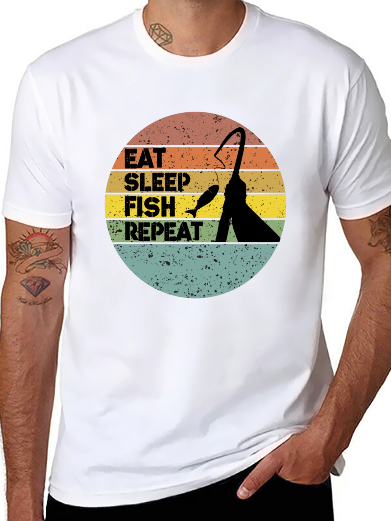 Eat Sleep Fish Repeat Graphic T-Shirt