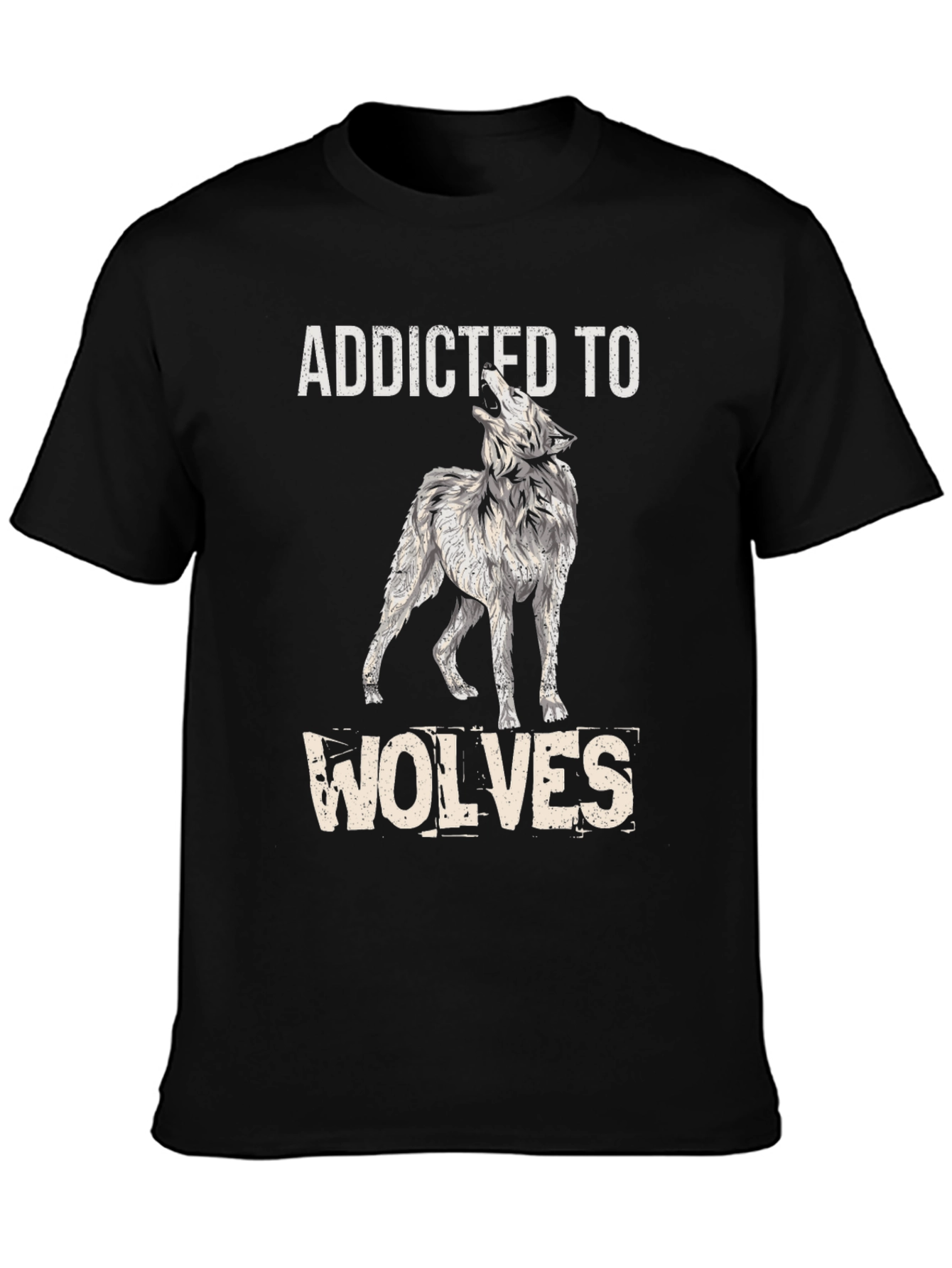 Addicted To Wolves Graphic Tee - Black Cotton Blend