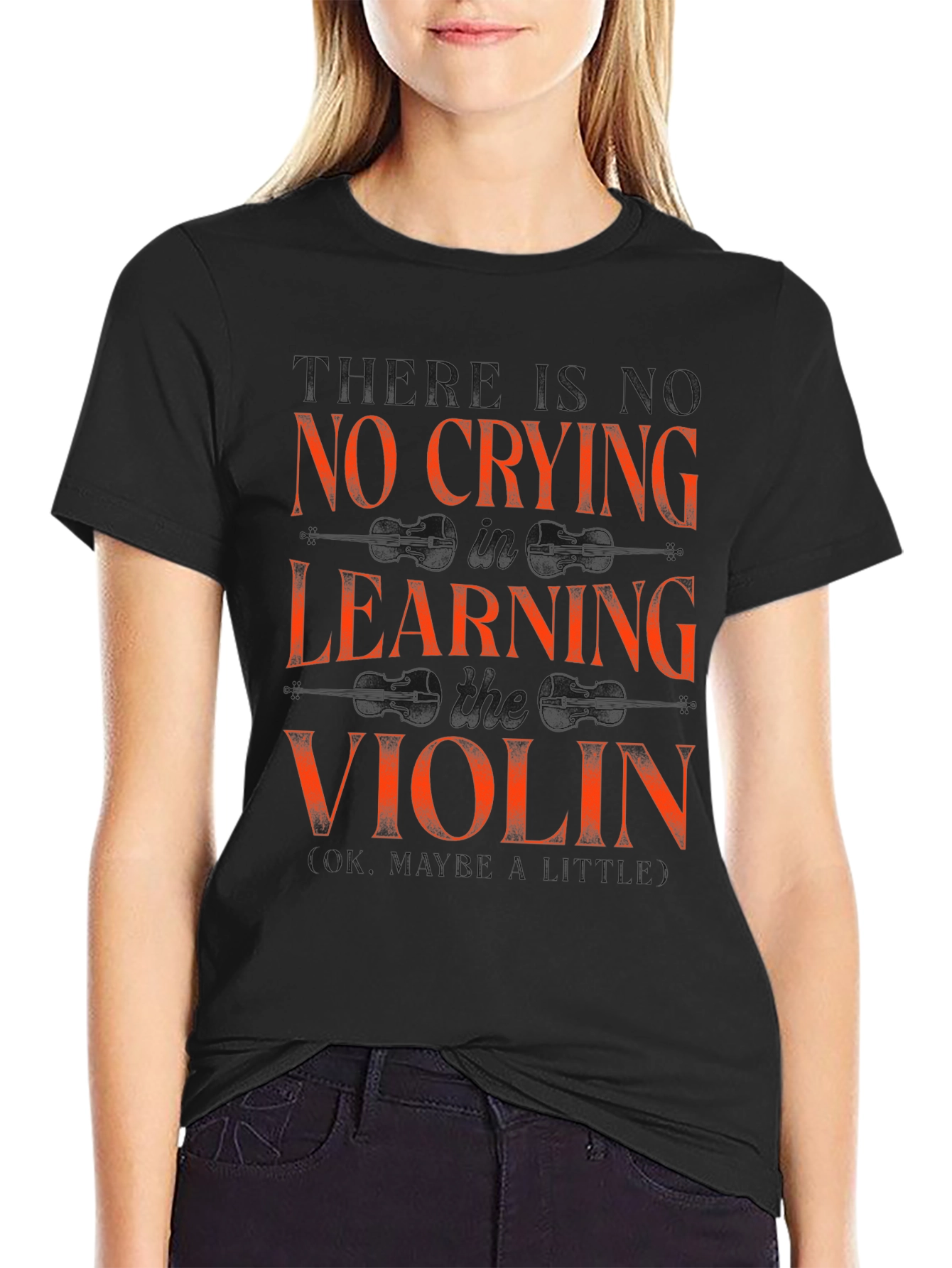 No Crying Learning Violin T-Shirt