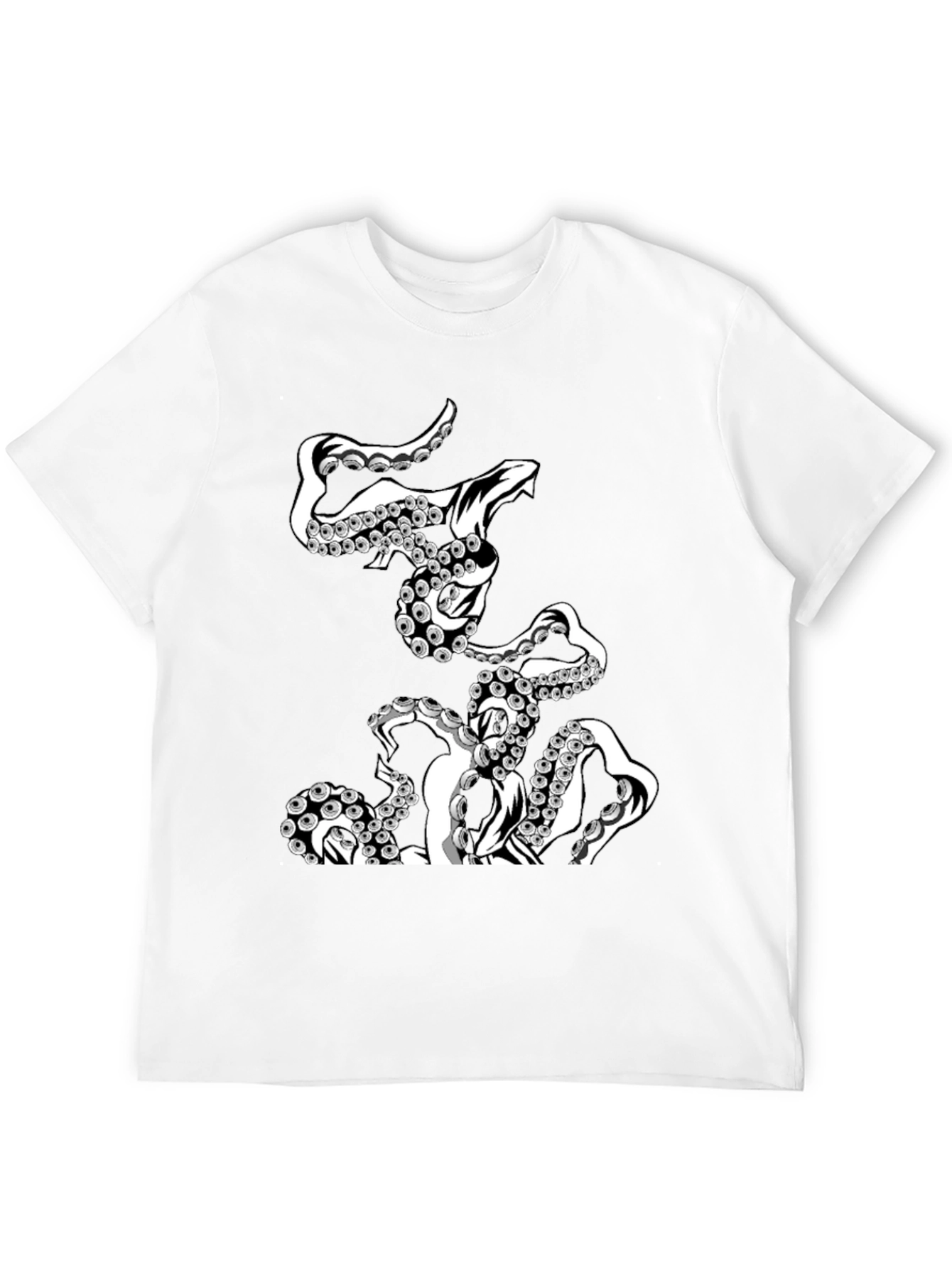 Octopus Tentacle Graphic Tee - Black Cotton Blend