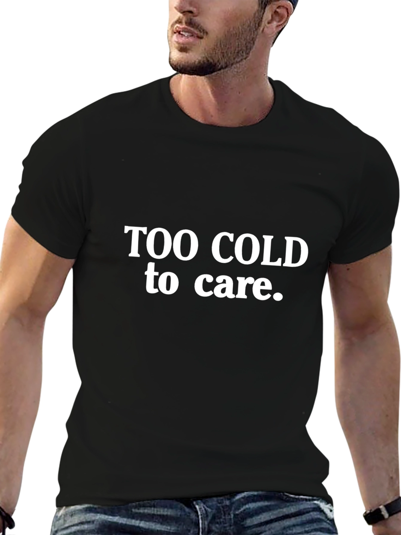 Too Cold to Care Black Graphic Tee