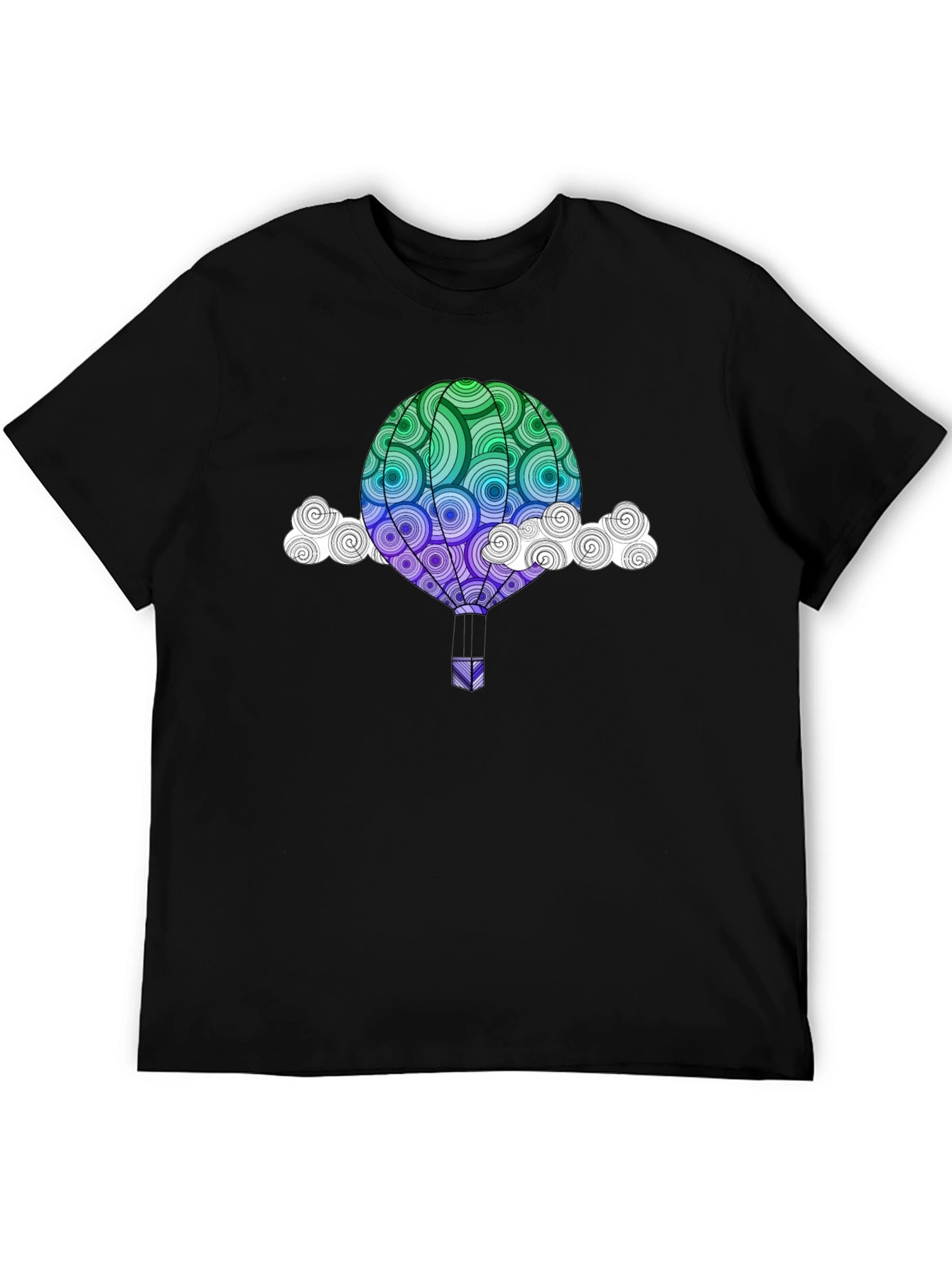 Hot Air Balloon Graphic Tee - Mens Black T-Shirt