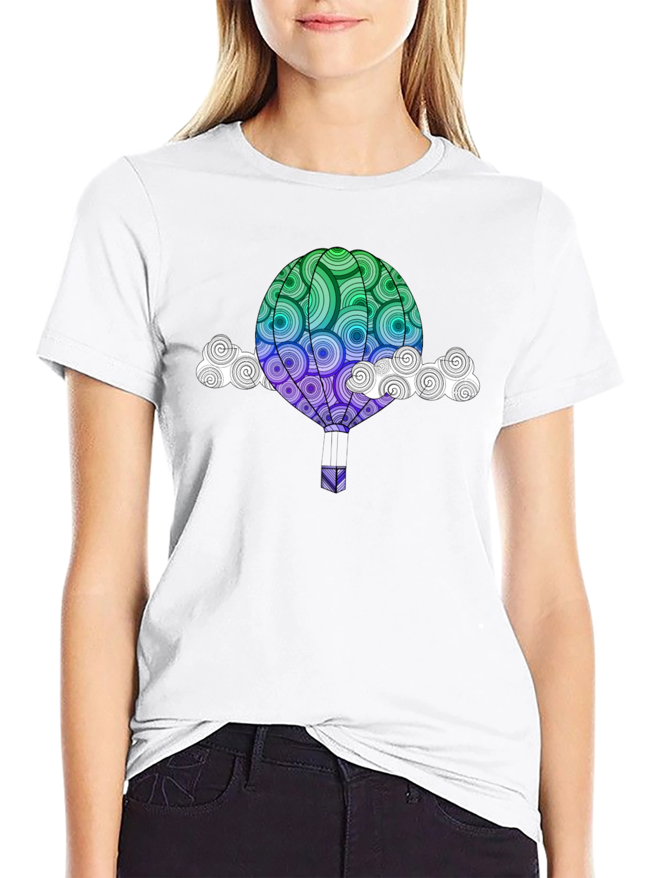 Hot Air Balloon Graphic Tee - Mens Black T-Shirt