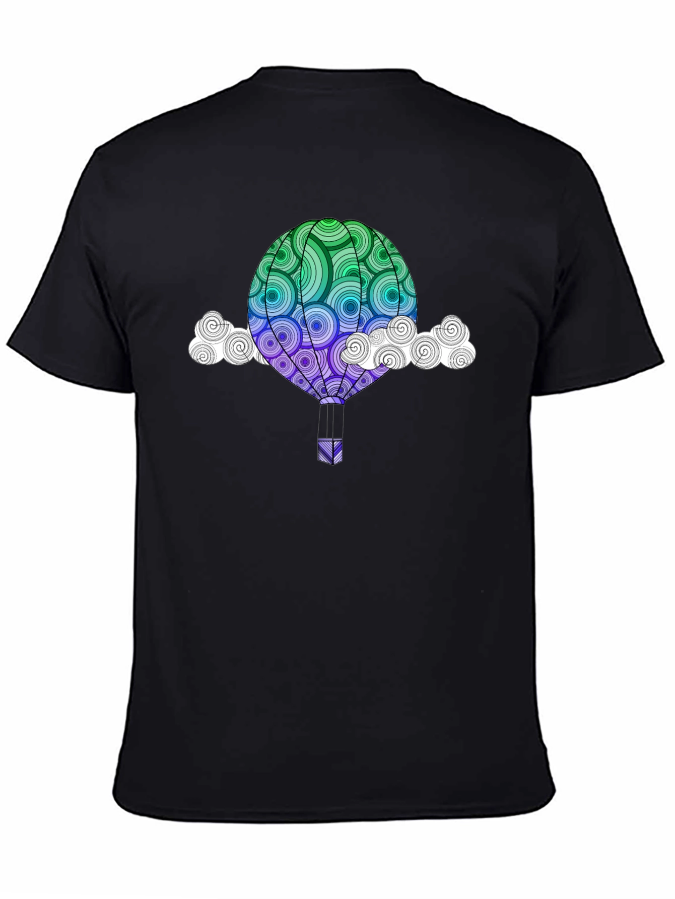 Hot Air Balloon Graphic Tee - Mens Black T-Shirt