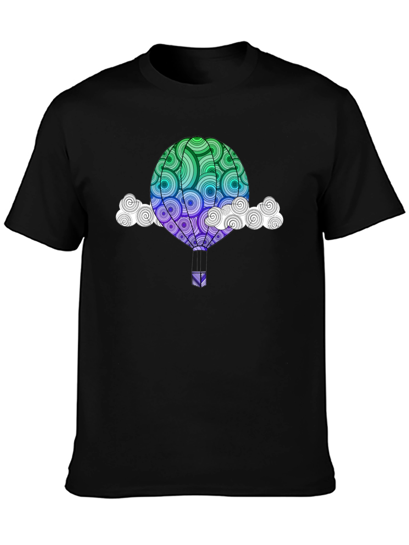 Hot Air Balloon Graphic Tee - Mens Black T-Shirt
