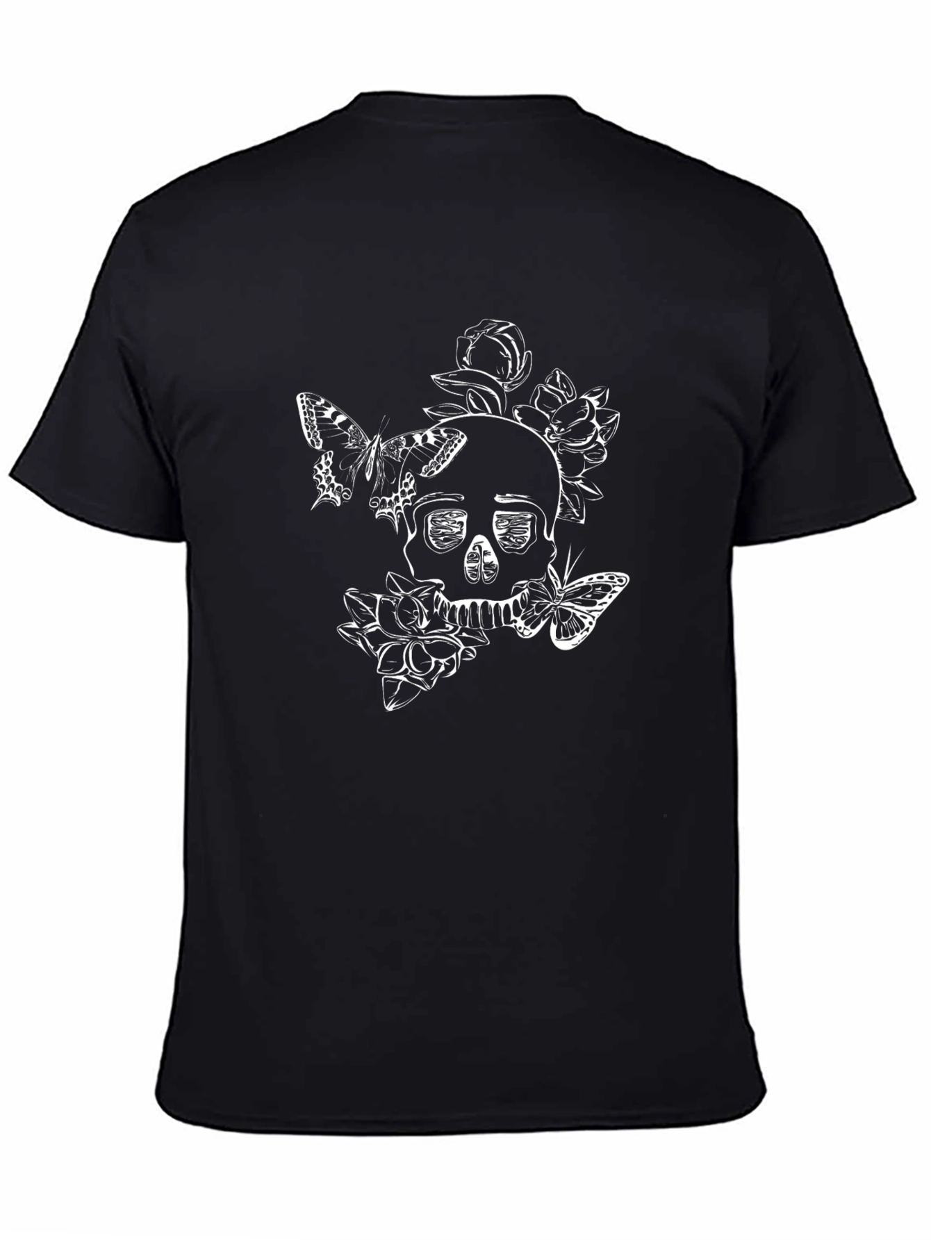 Skull & Butterflies Graphic Black T-Shirt
