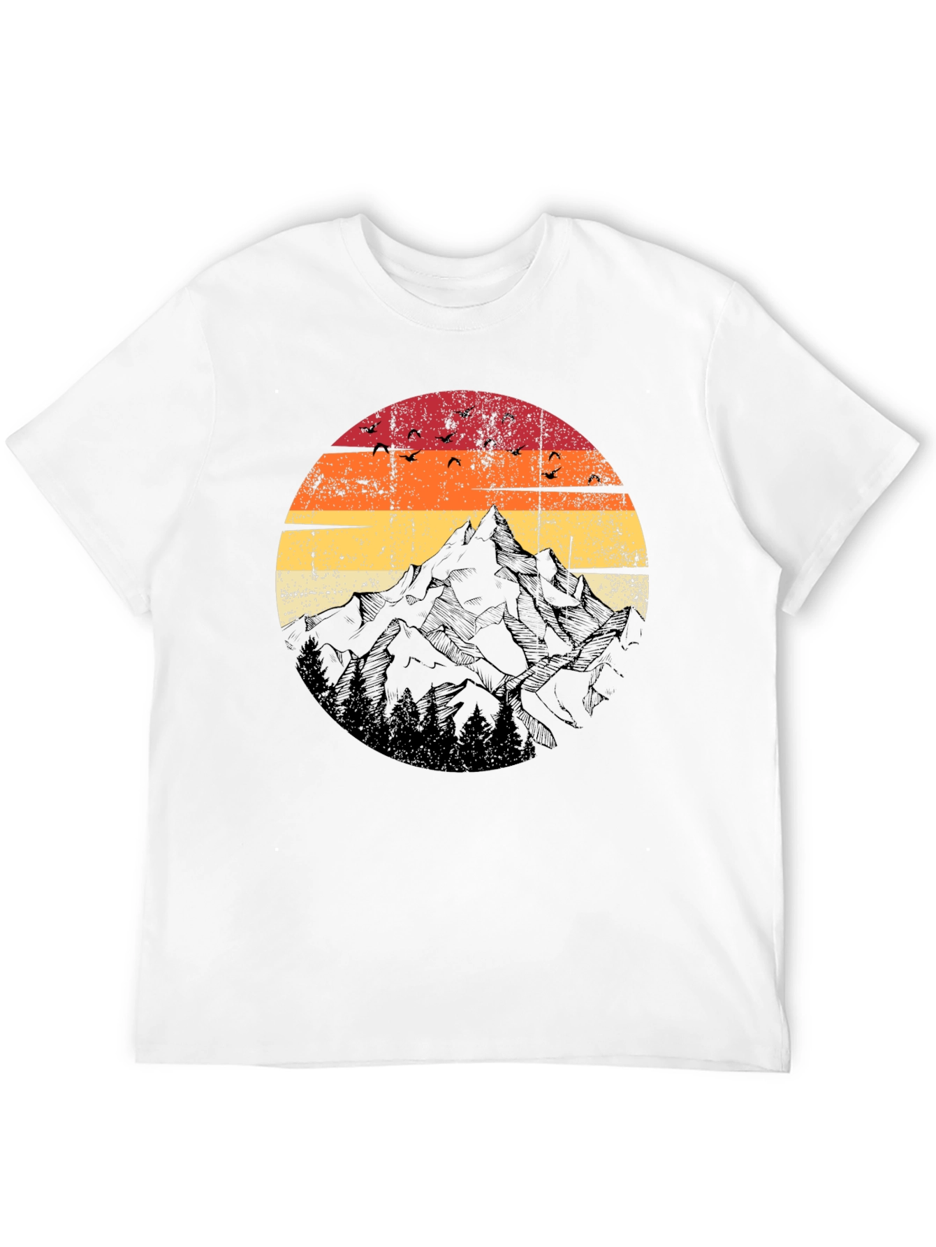 Retro Mountain Sunset T-Shirt - Black
