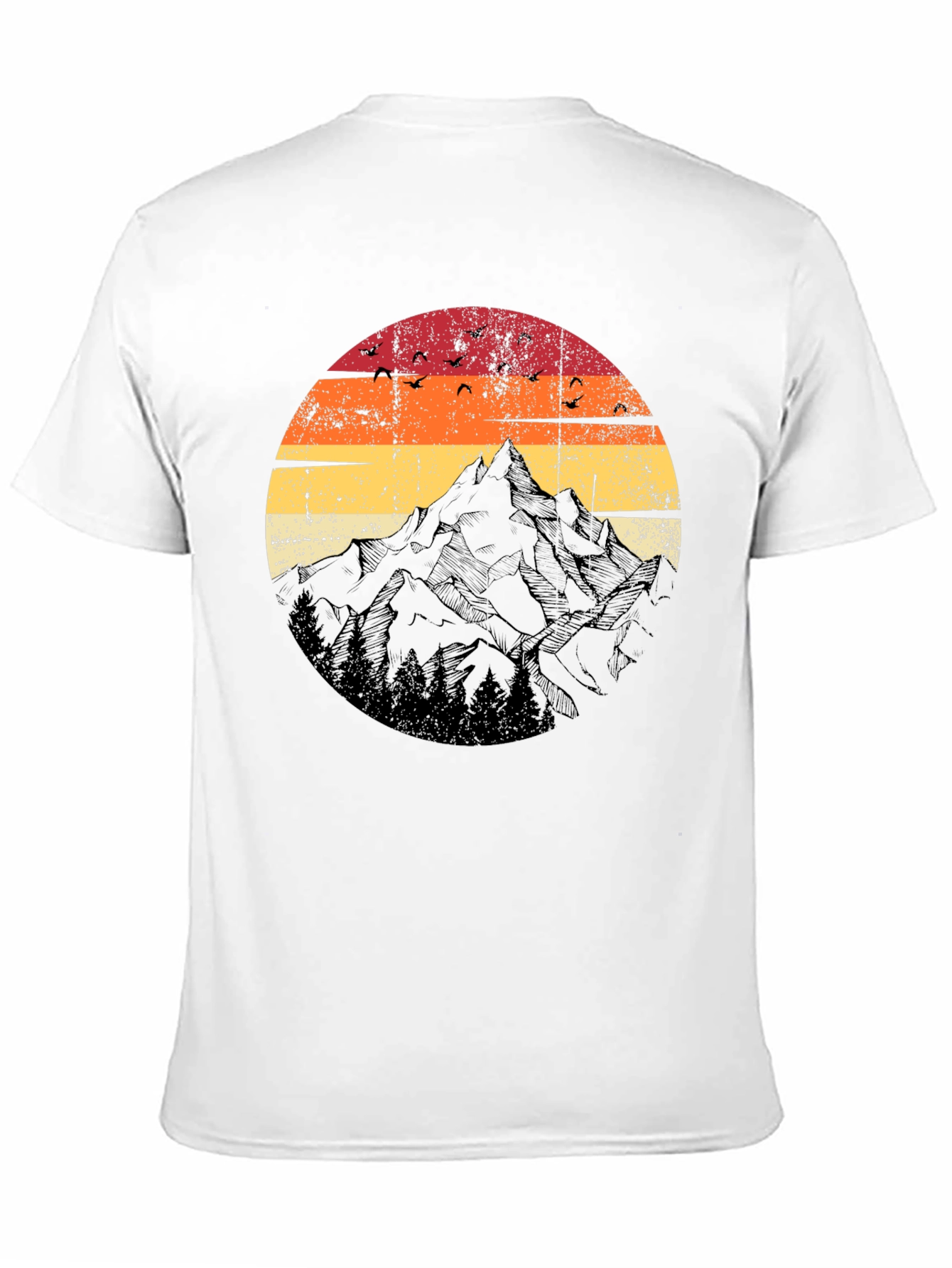Retro Mountain Sunset T-Shirt - Black