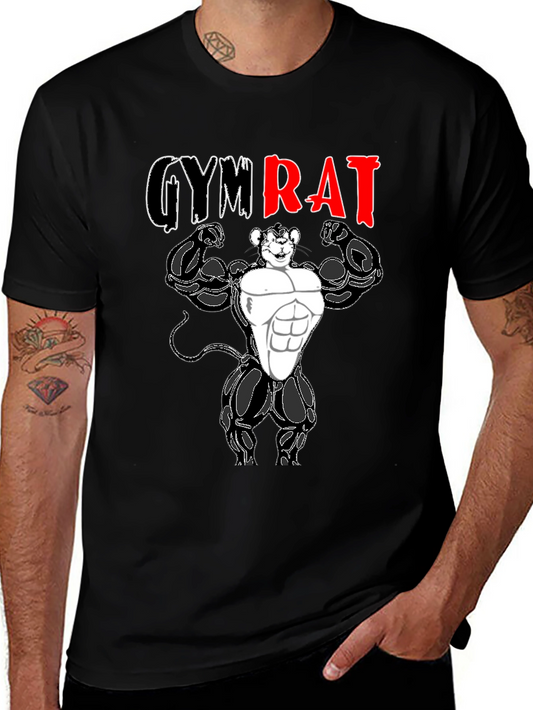 Gym Rat T-Shirt - Black Cotton Graphic Tee