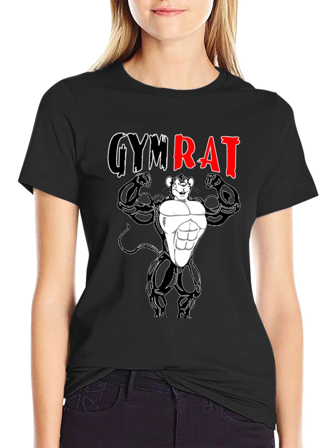 Gym Rat T-Shirt - Black Cotton Graphic Tee